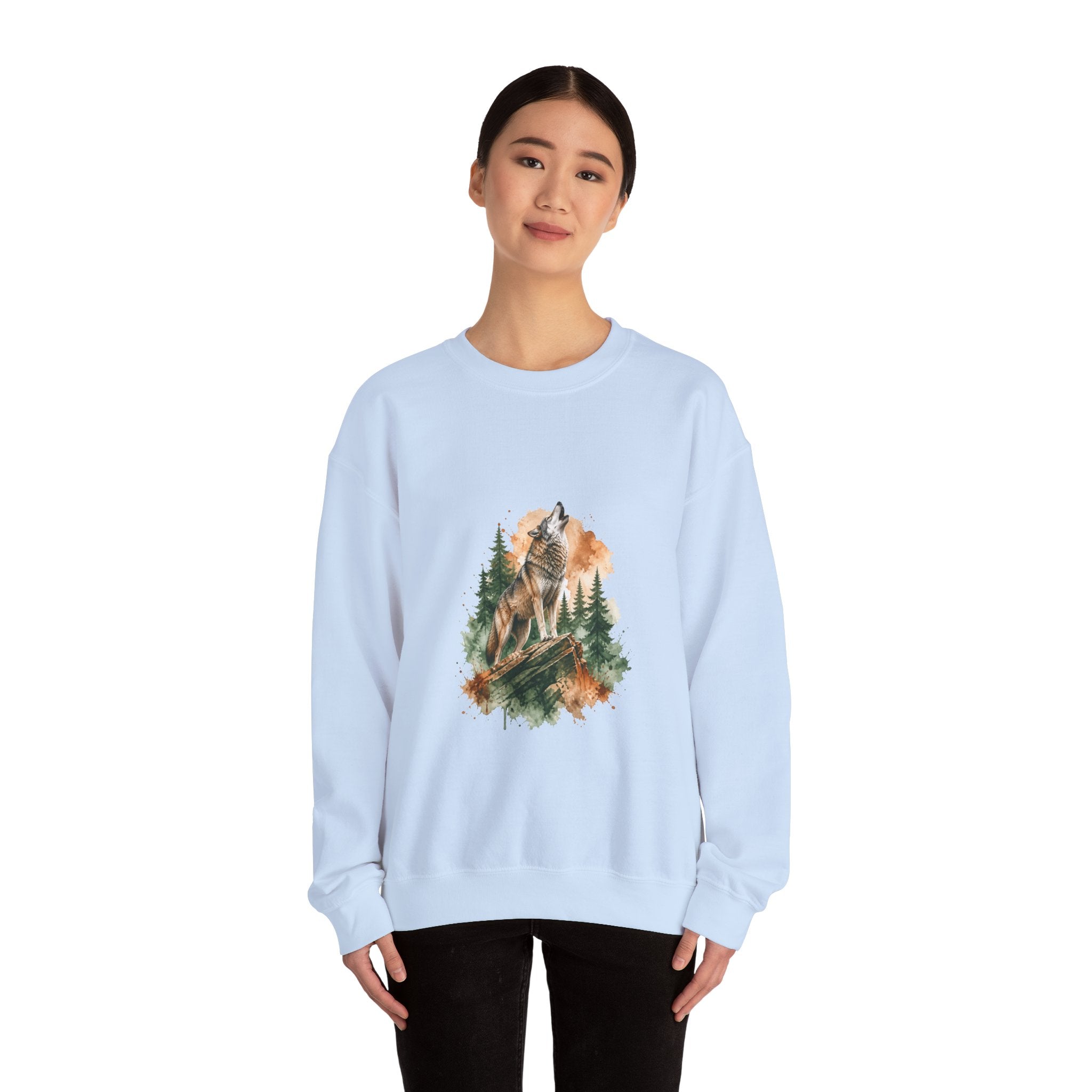 Matching Couple Sweatshirt - Wolf & Dove Matching Couple Crewneck Sweatshirt Watercolor Art His Hers Engagement Gift - Design A