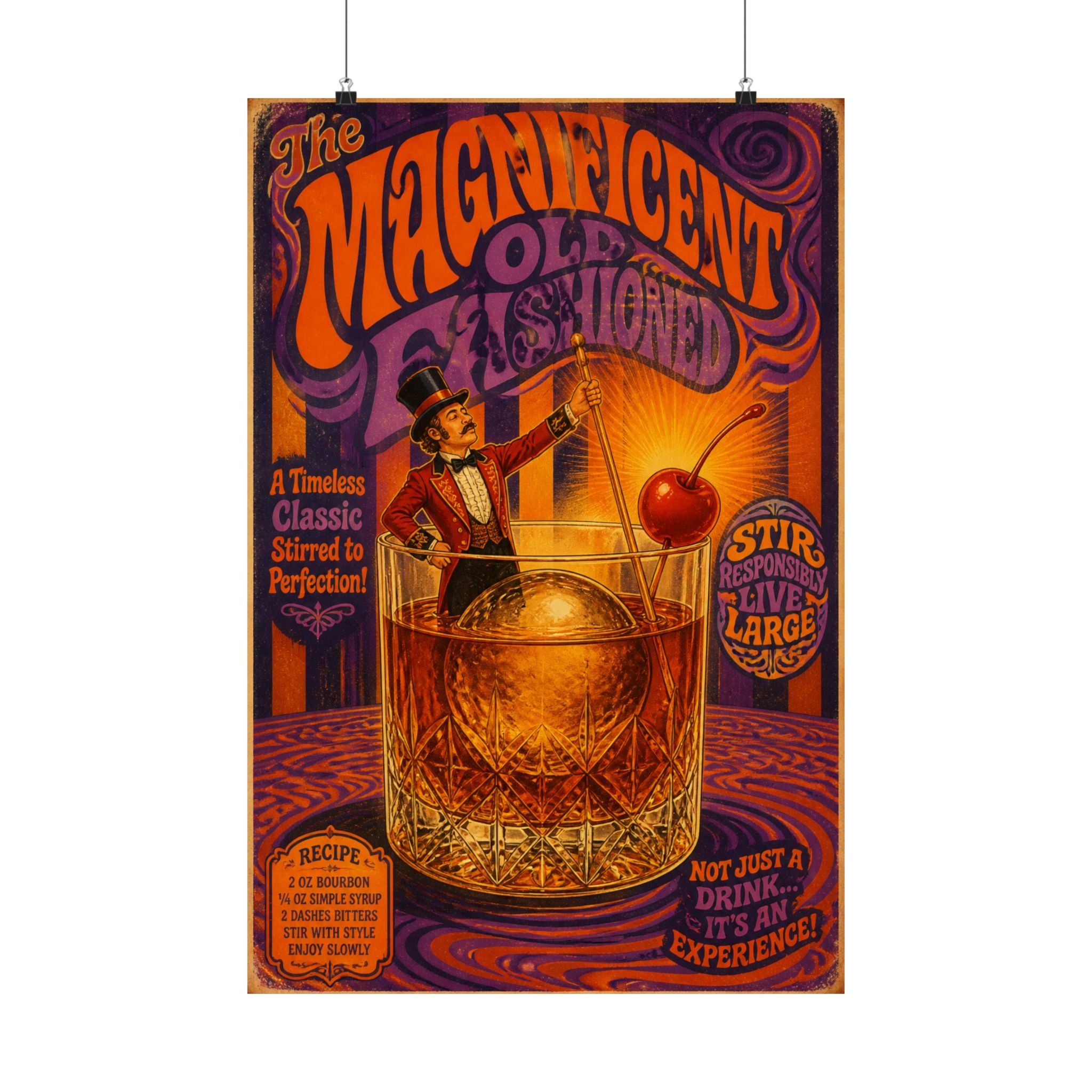 Old Fashioned Ringmaster Wall Art Poster 18×24 Psychedelic Cafe Decor Maximalist Print