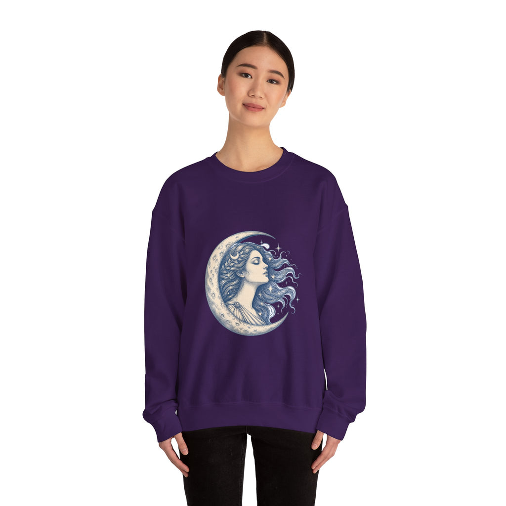 Matching Couple Sweatshirt - Helios & Selene Matching Couple Premium Fleece Sweatshirt Hand-Drawn Art His Hers Anniversary Gift - Design B