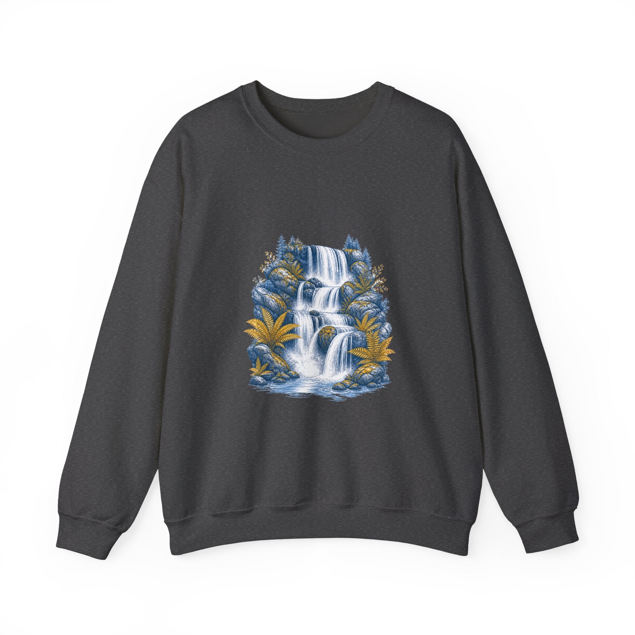Matching Couple Sweatshirt - Wildfire & Waterfall Matching Couple Comfort Colors Crew Hand-Drawn Art His Hers Anniversary Gift - Design B