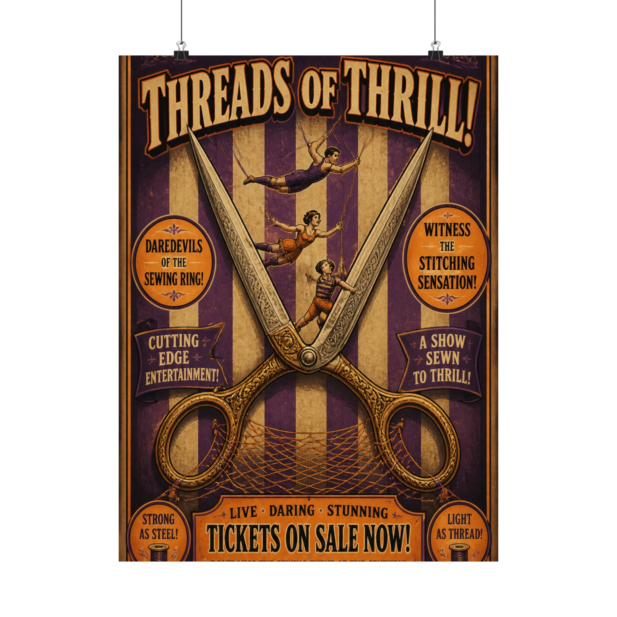 Giant Scissors Trapeze Wall Art Poster 18×24 Vintage Circus Kitchen Decor Maximalist Print