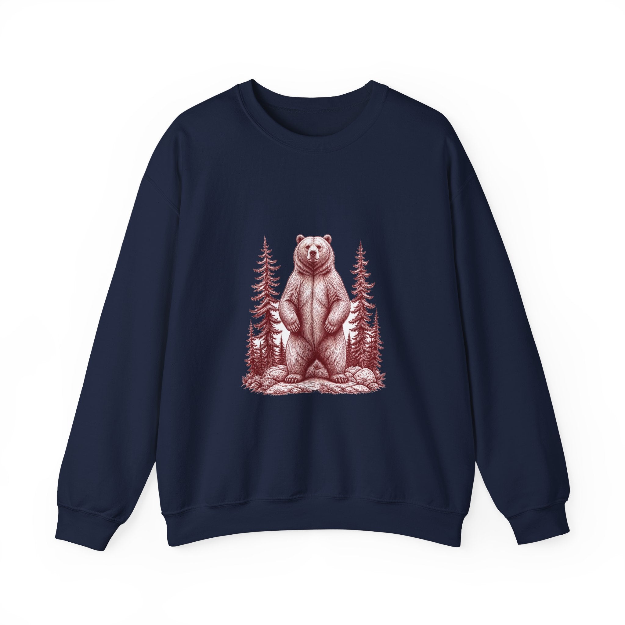 Matching Couple Sweatshirt - Bear & Deer Matching Couple Comfort Colors Crew Hand-Drawn Art His Hers Anniversary Gift - Design A
