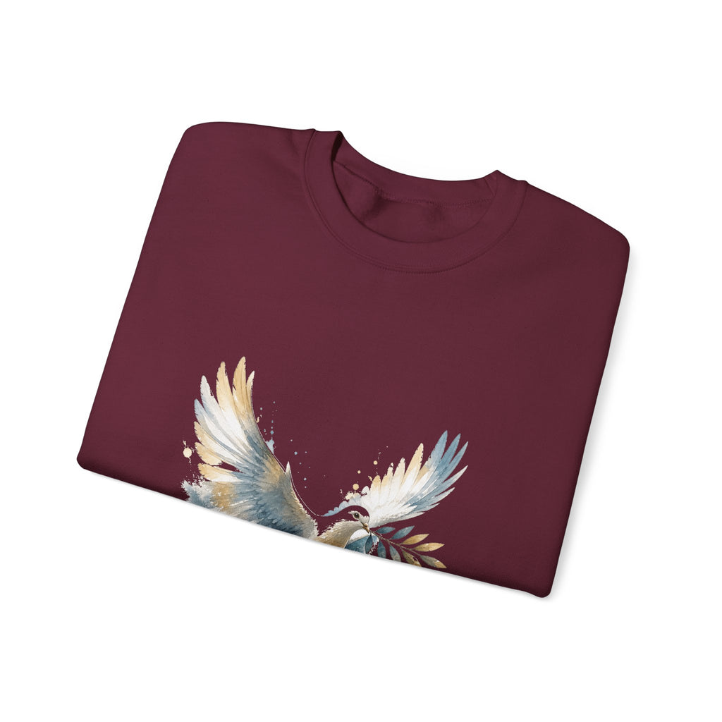 Matching Couple Sweatshirt - Wolf & Dove Matching Couple Premium Fleece Sweatshirt Watercolor Art His Hers Birthday Gift - Design B