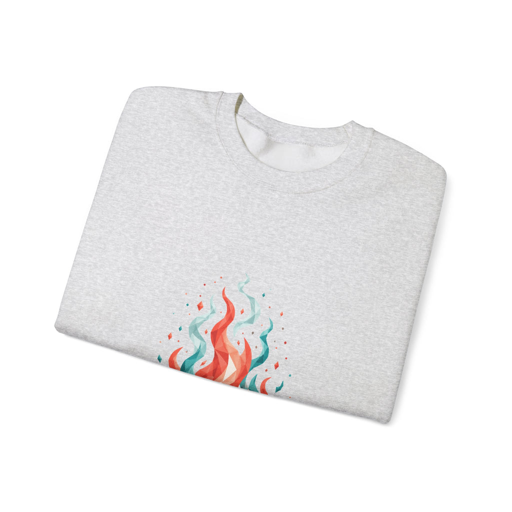 Matching Couple Sweatshirt - Wildfire & Waterfall Matching Couple Premium Fleece Sweatshirt Geometric Art His Hers Love Gift - Design A