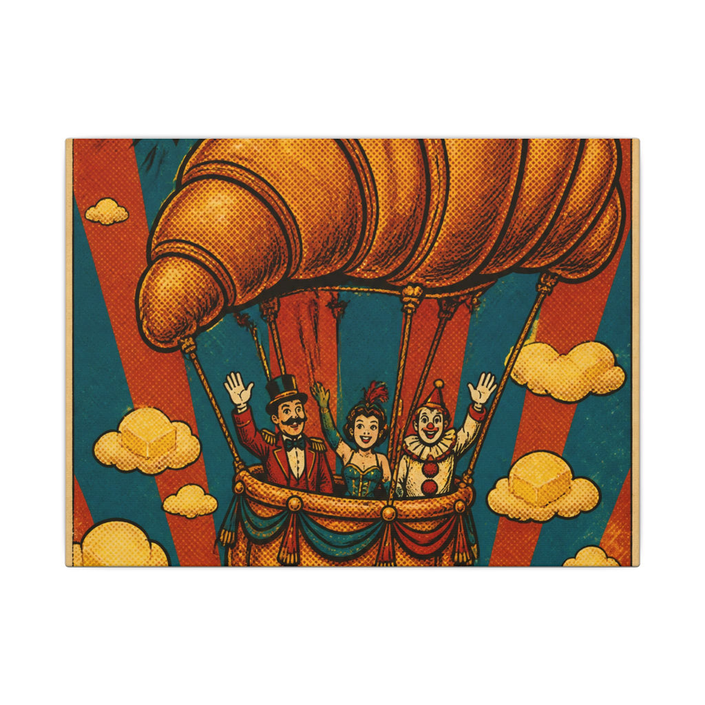 Croissant Hot Air Balloon Wall Art Canvas 16×20 Pop Art Living Room Decor Maximalist Print