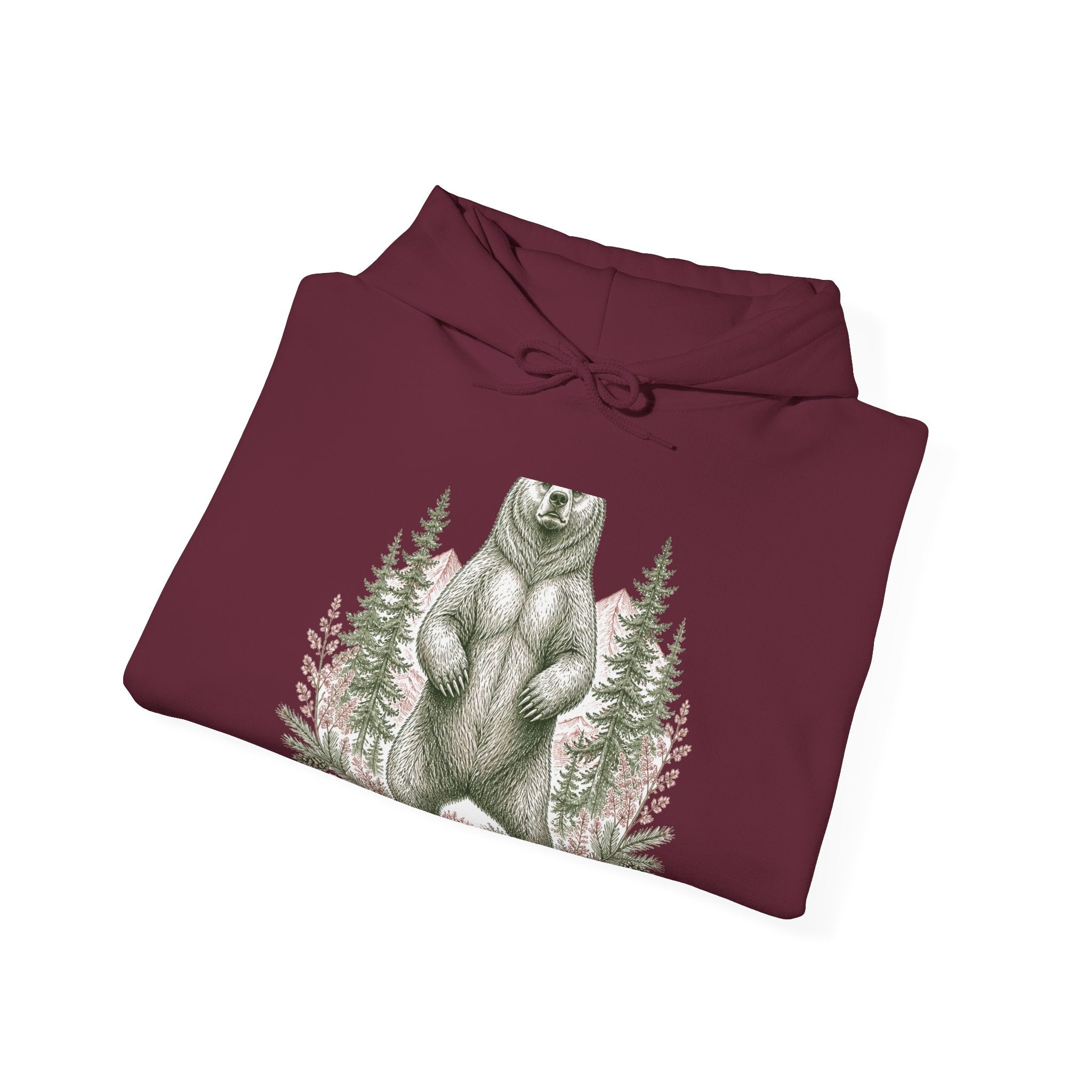 Matching Couple Sweatshirt - Bear & Deer Matching Couple Hooded Sweatshirt Hand-Drawn Art His Hers Best Friend Gift - Design A