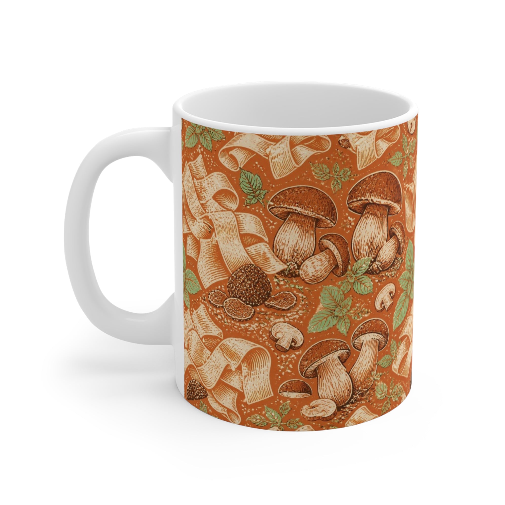 Pappardelle Ribbons 11oz Ceramic Mug Mediterranean Kitchen Linocut Design Italian Cottagecore Gift
