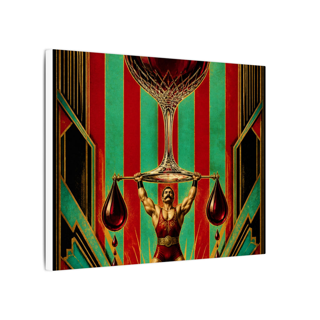 Wine Glass Strongman Wall Art Canvas 24×36 Art Deco Bar Area Decor Maximalist Print