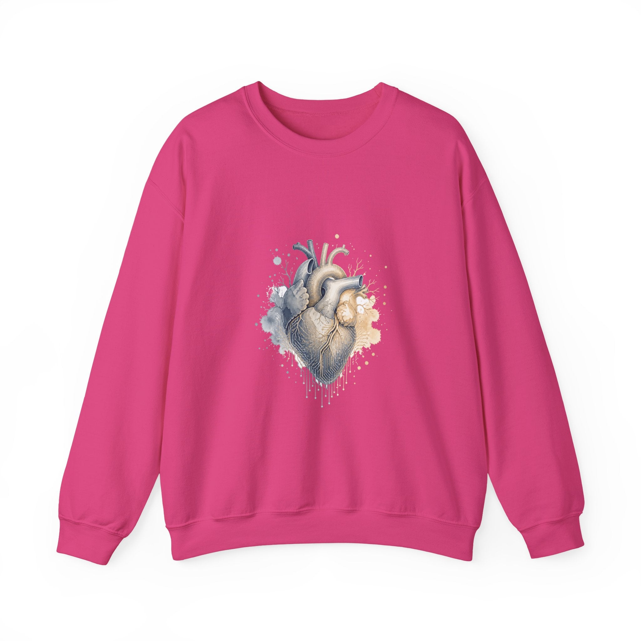 Matching Couple Sweatshirt - Robot & Heart Matching Couple Comfort Colors Crew Watercolor Art His Hers Birthday Gift - Design B