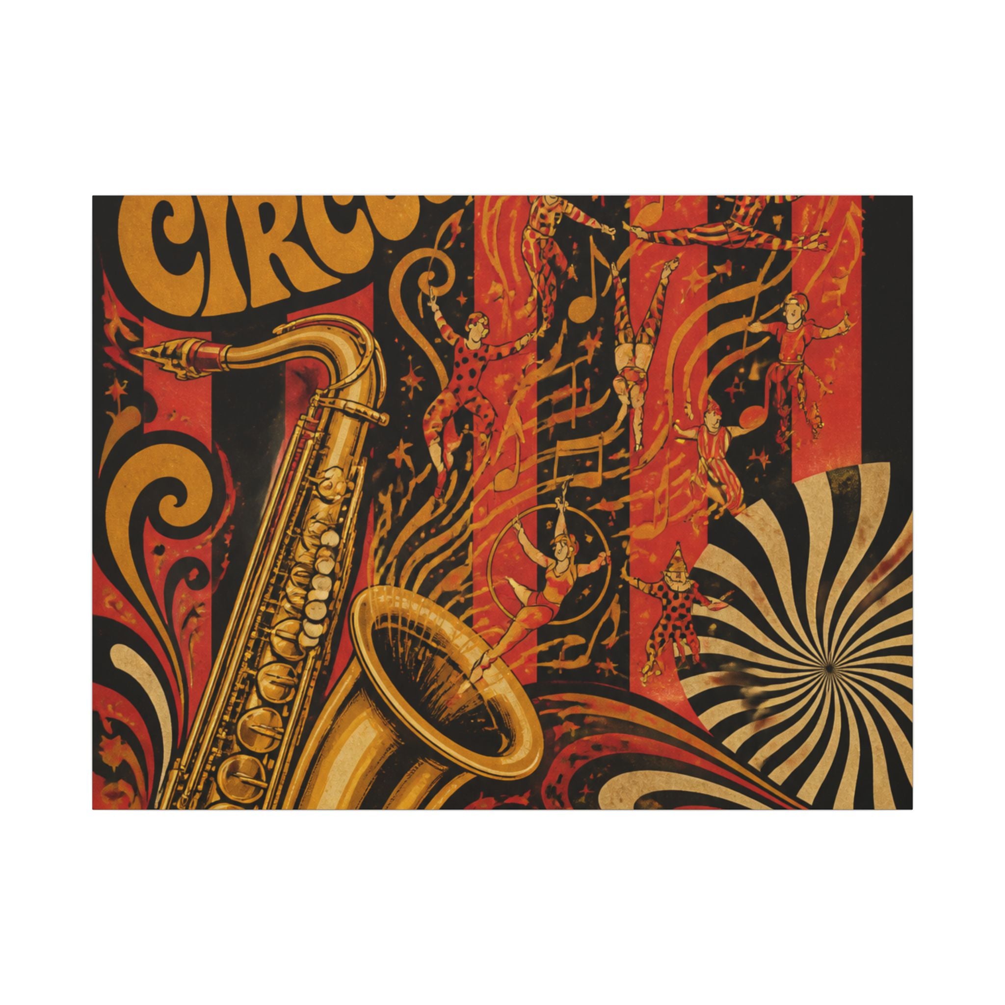 Saxophone Music Circus Wall Art Canvas 16×20 Psychedelic Cafe Decor Maximalist Print