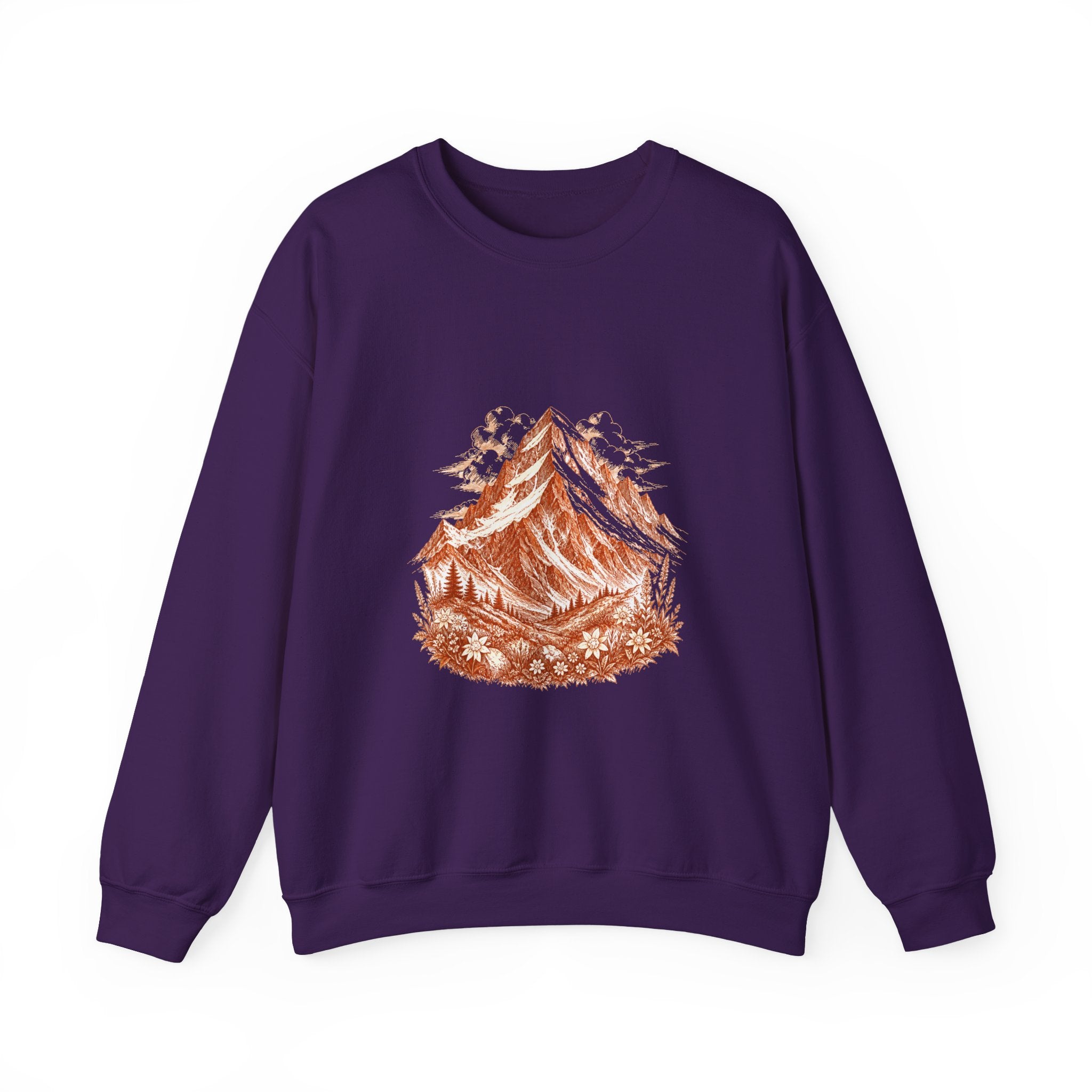 Matching Couple Sweatshirt - Mountain & Ocean Matching Couple Premium Fleece Sweatshirt Hand-Drawn Art His Hers Anniversary Gift - Design A