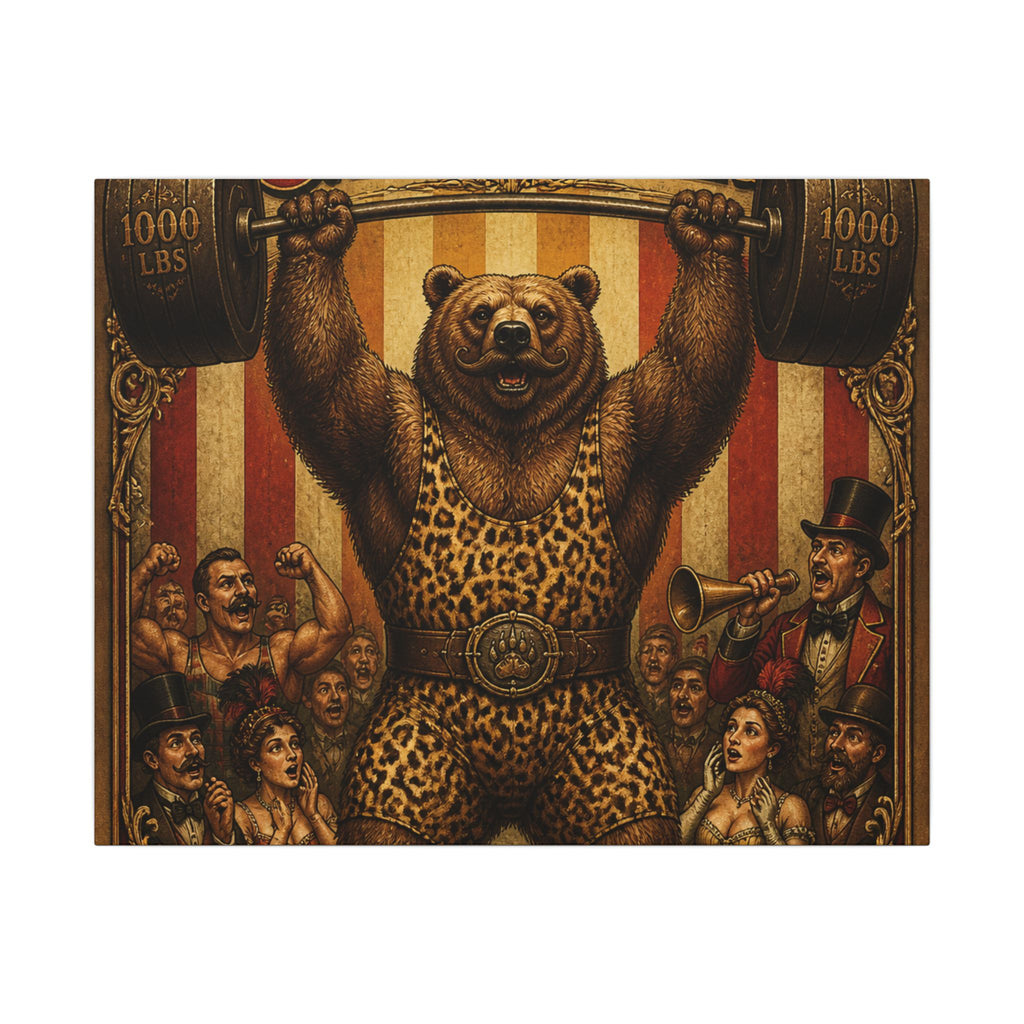 Strongman Bear Wall Art Canvas 24×36 Baroque Studio Decor Maximalist Print