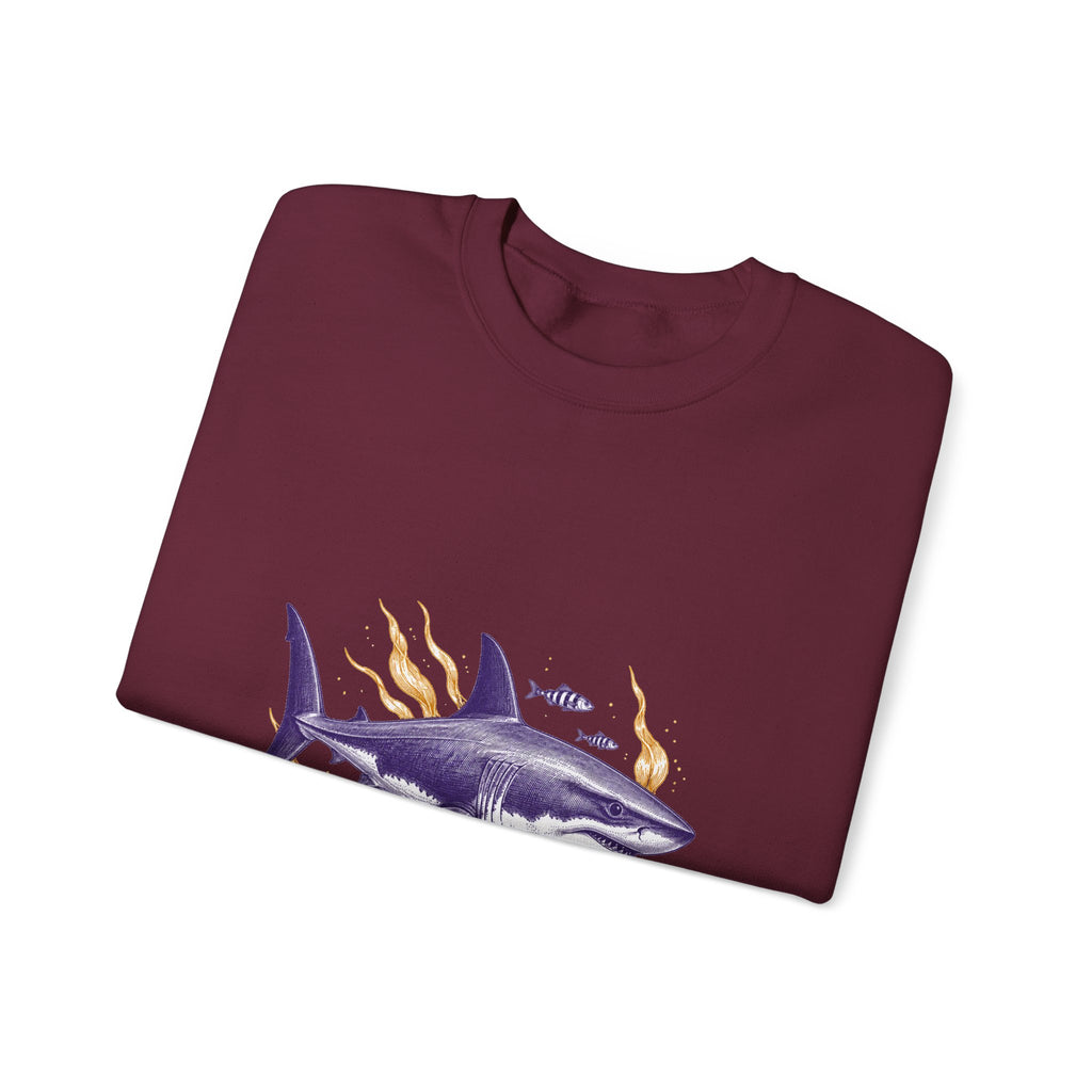 Matching Couple Sweatshirt - Shark & Dolphin Matching Couple Crewneck Sweatshirt Vintage Art His Hers Wedding Gift - Design A