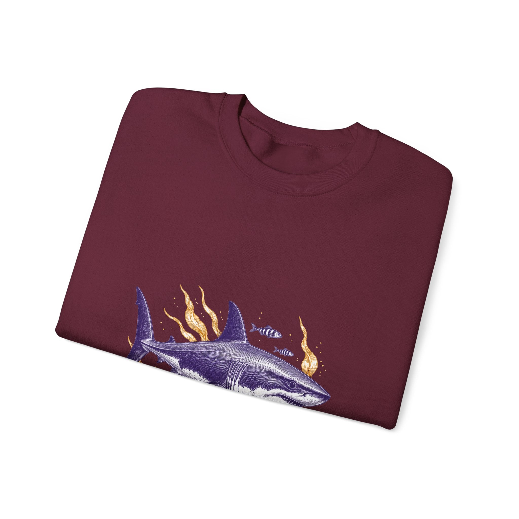 Matching Couple Sweatshirt - Shark & Dolphin Matching Couple Crewneck Sweatshirt Vintage Art His Hers Wedding Gift - Design A