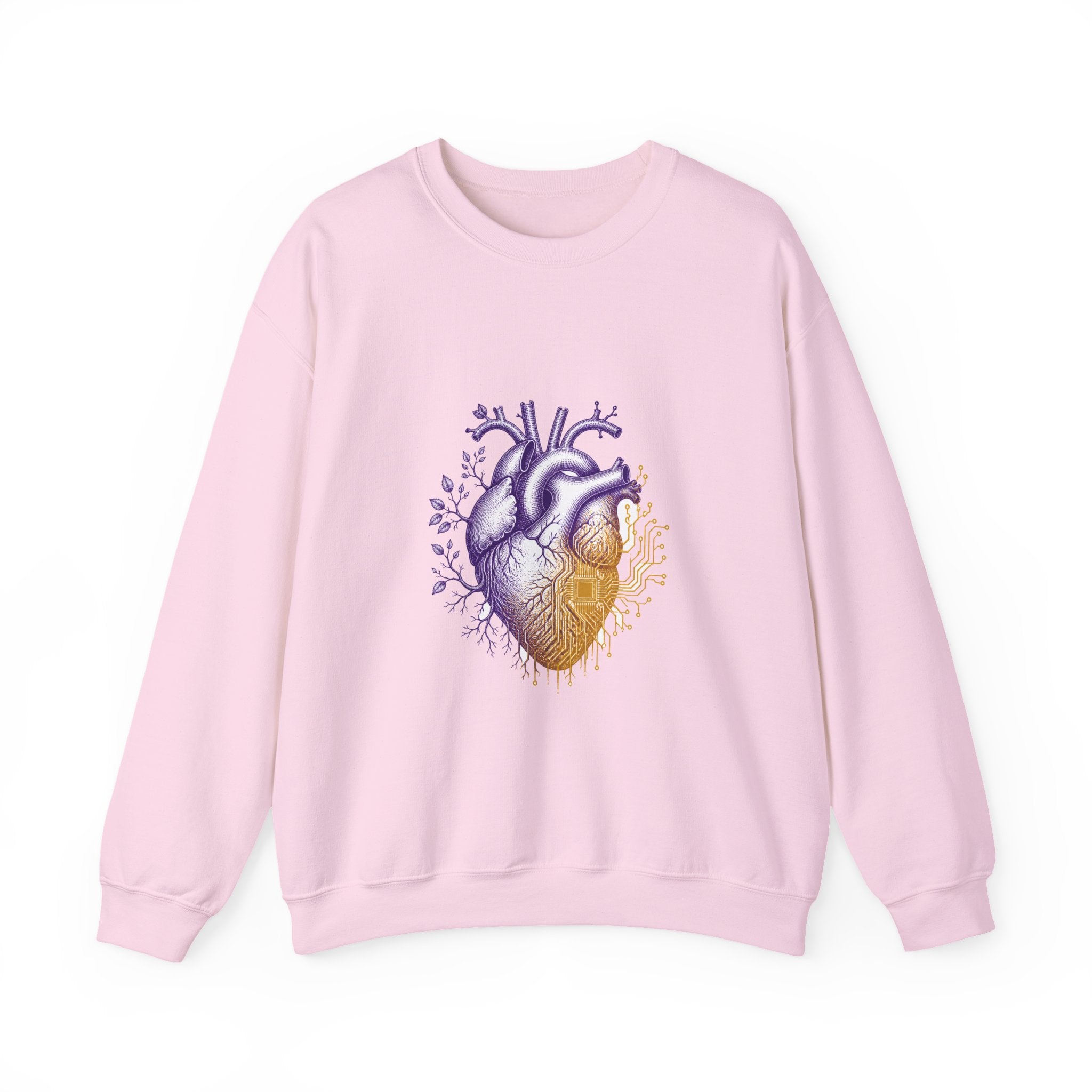 Matching Couple Sweatshirt - Robot & Heart Matching Couple Crewneck Sweatshirt Vintage Art His Hers Wedding Gift - Design B