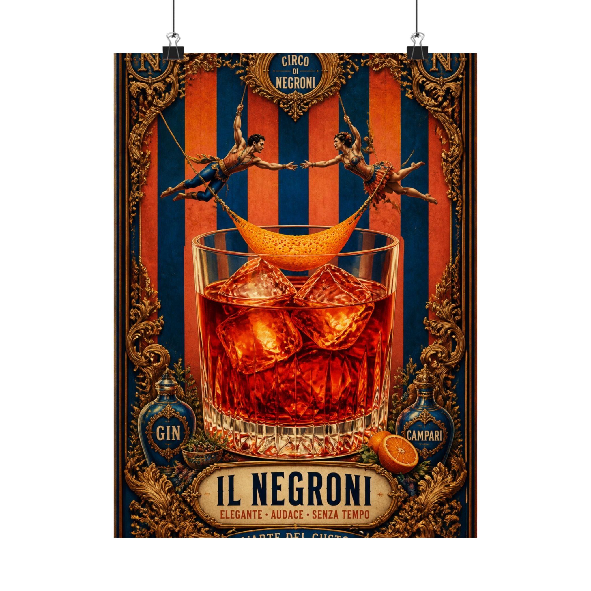 Negroni Trapeze Act Wall Art Poster 24×36 Baroque Studio Decor Maximalist Print