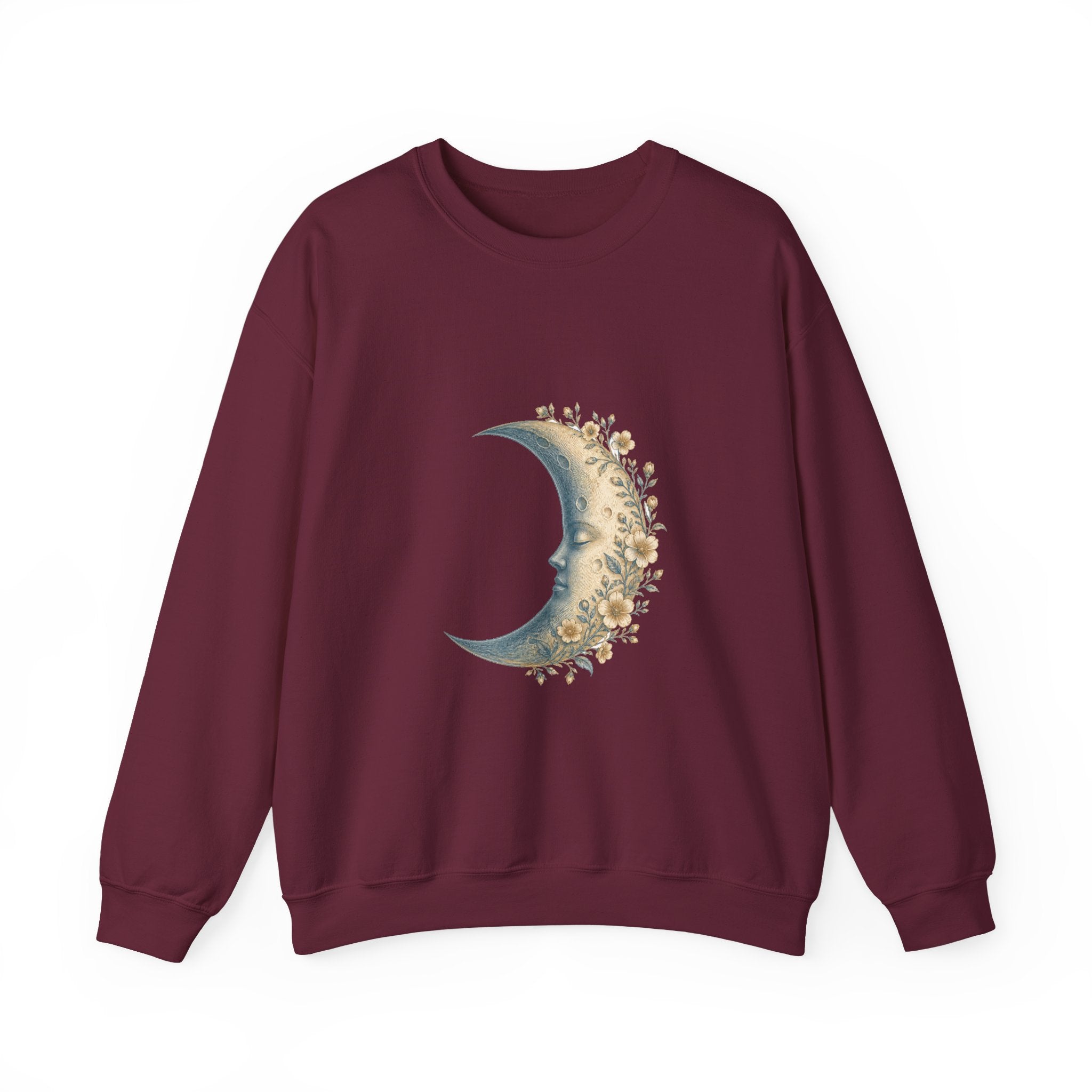 Matching Couple Sweatshirt - Waxing & Waning Moon Matching Couple Comfort Colors Crew Vintage Art His Hers Honeymoon Gift - Design A