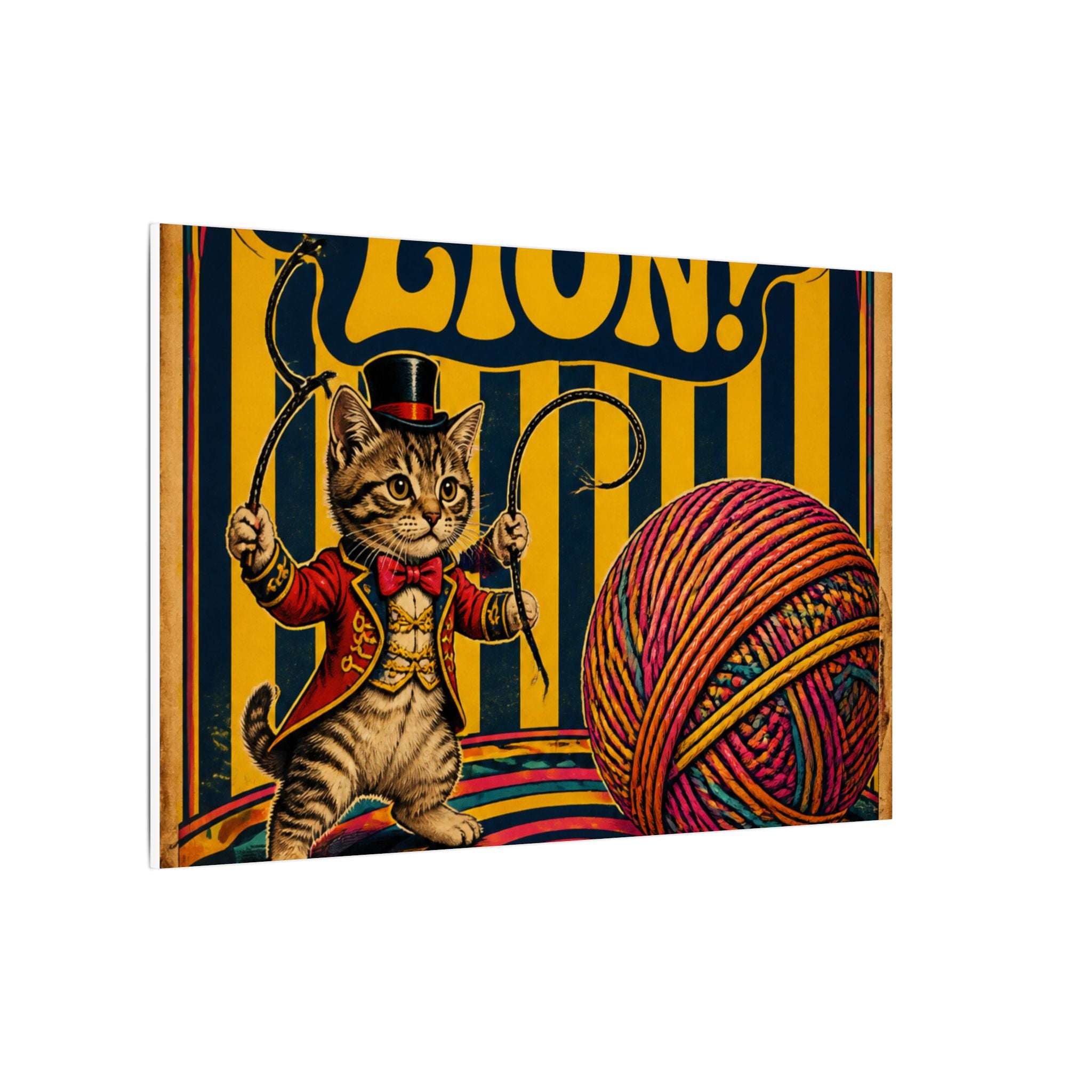 Cat Lion Tamer Wall Art Canvas 24×36 Psychedelic Dining Room Decor Maximalist Print