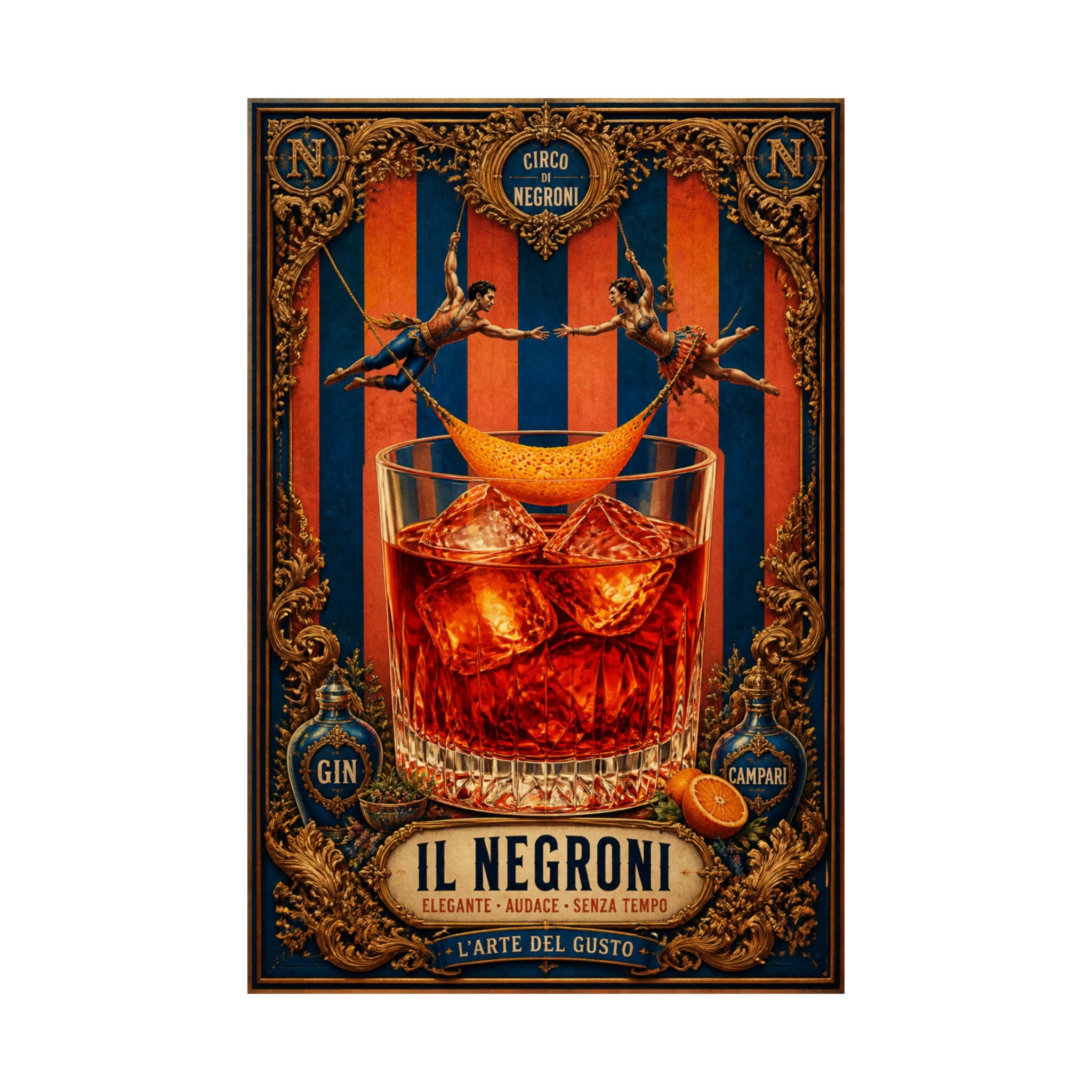 Negroni Trapeze Act Wall Art Poster 24×36 Baroque Studio Decor Maximalist Print