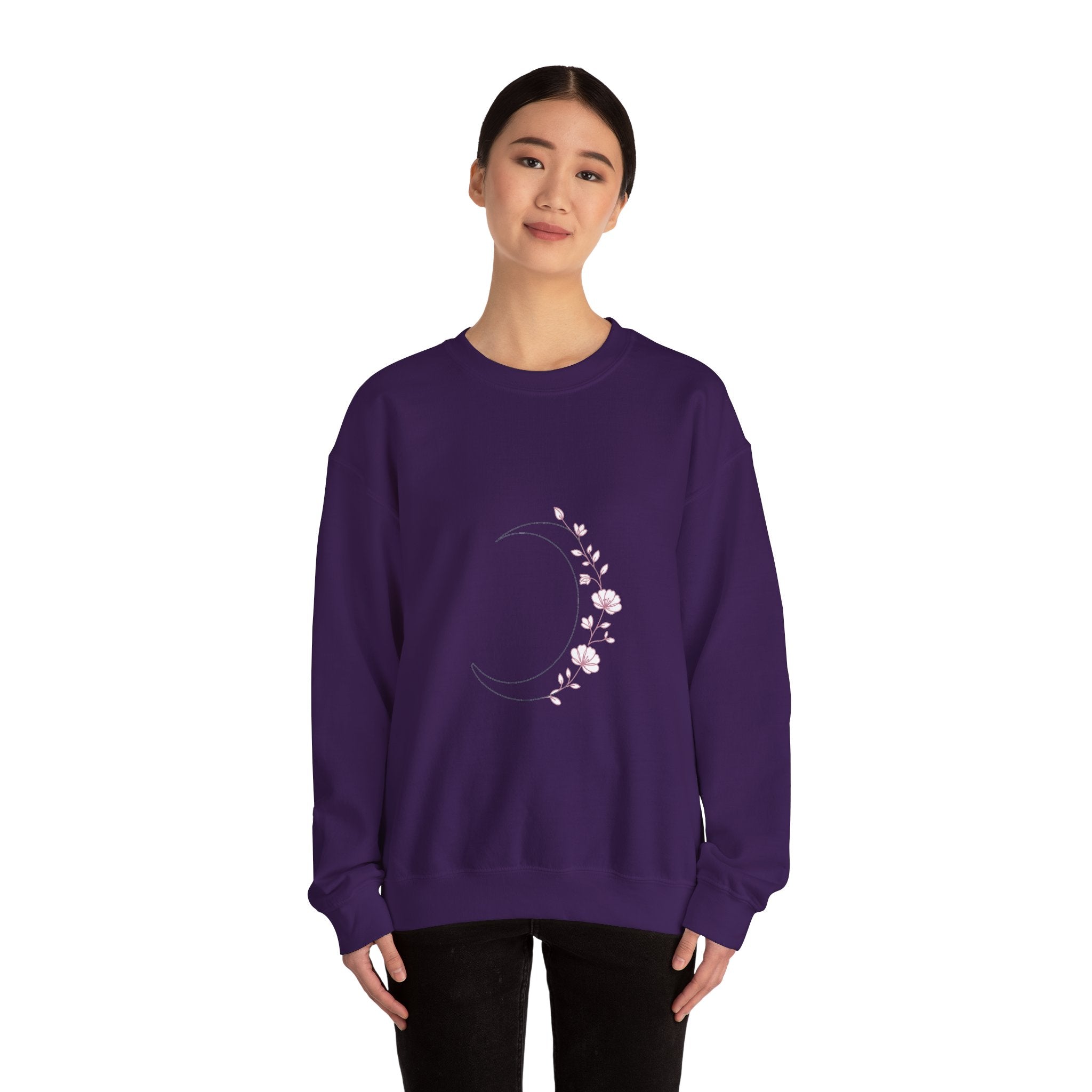 Matching Couple Sweatshirt - Waxing & Waning Moon Matching Couple Comfort Colors Crew Minimalist Art His Hers Christmas Gift - Design A