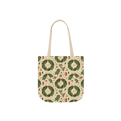 Bay Laurel Wreath Canvas Tote Bag Mediterranean Kitchen Watercolor Design Italian Cottagecore Gift