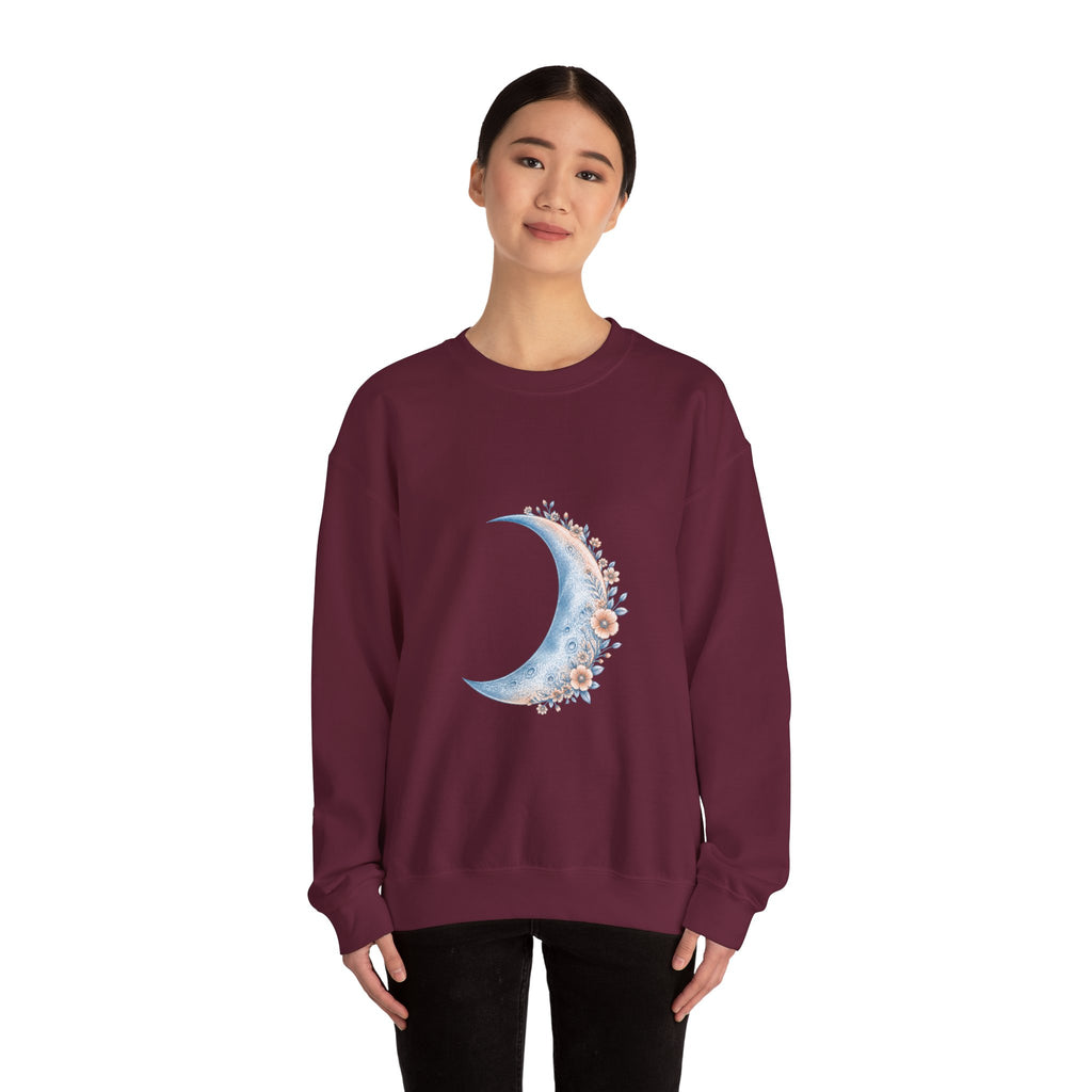 Matching Couple Sweatshirt - Waxing & Waning Moon Matching Couple Crewneck Sweatshirt Vintage Art His Hers Wedding Gift - Design A