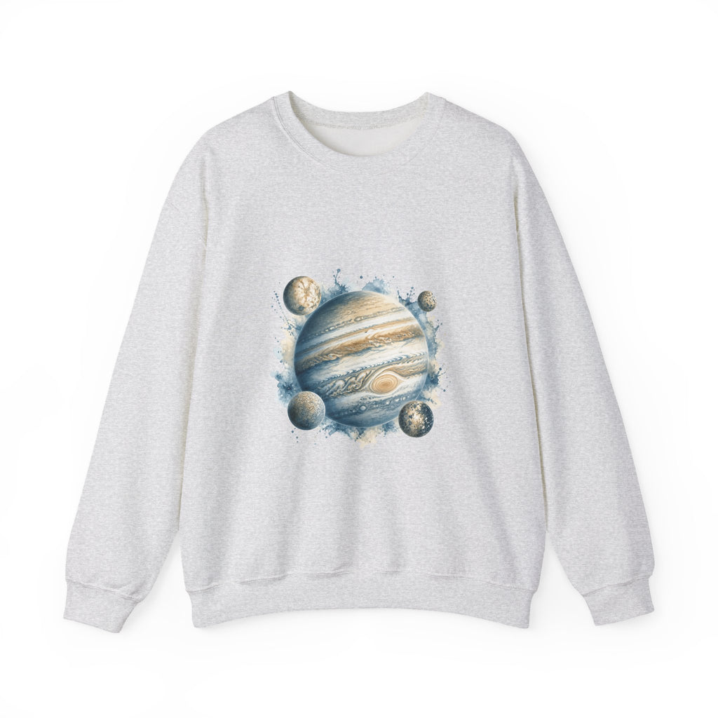 Matching Couple Sweatshirt - Saturn & Jupiter Matching Couple Crewneck Sweatshirt Watercolor Art His Hers Engagement Gift - Design B