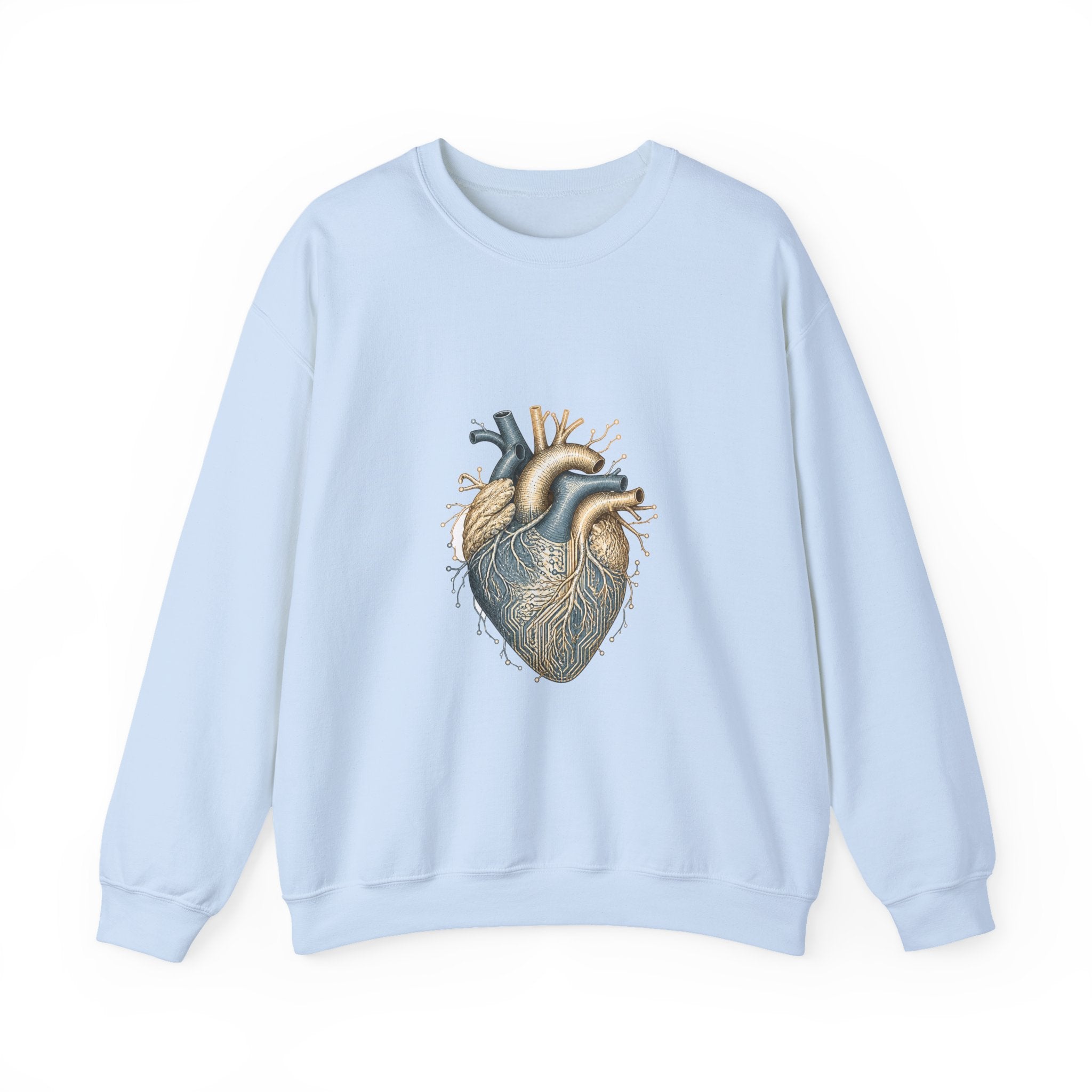Matching Couple Sweatshirt - Robot & Heart Matching Couple Premium Fleece Sweatshirt Hand-Drawn Art His Hers Anniversary Gift - Design B
