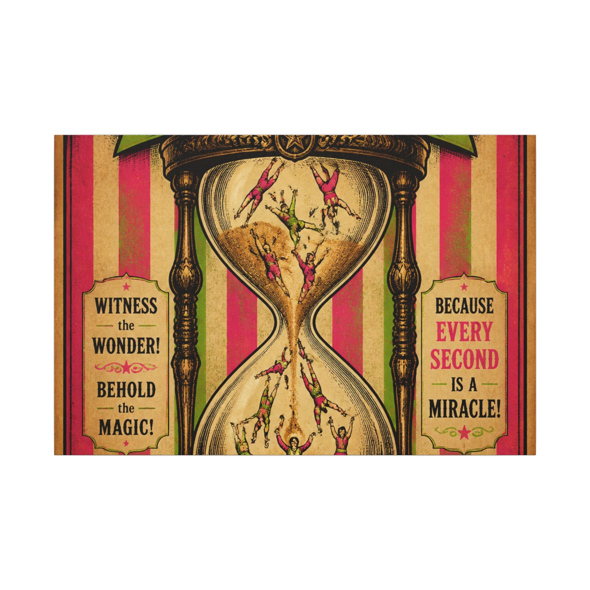 Hourglass Acrobats Wall Art Canvas 24×36 Vintage Circus Bedroom Decor Maximalist Print