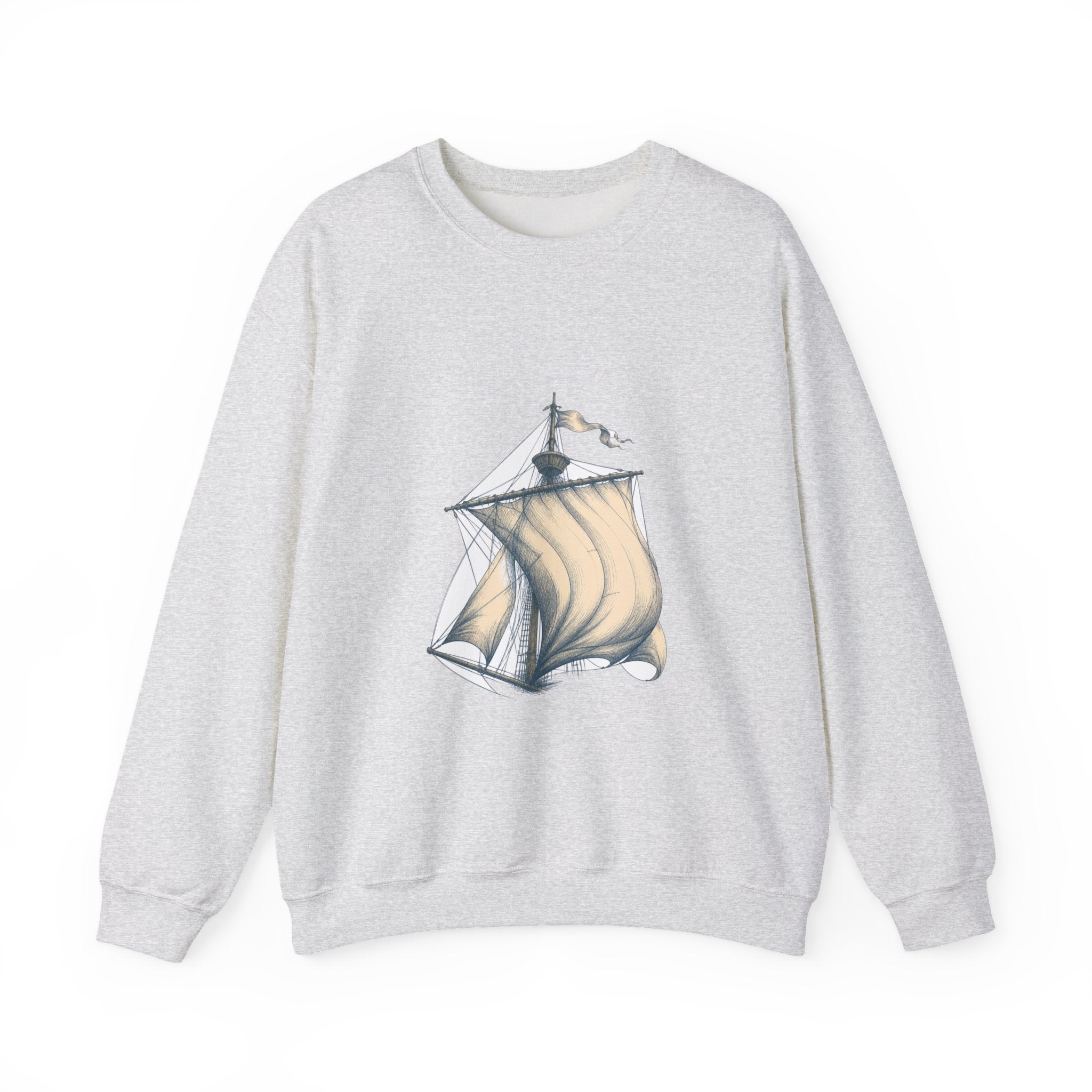 Matching Couple Sweatshirt - Anchor & Sail Matching Couple Comfort Colors Crew Hand-Drawn Art His Hers Anniversary Gift - Design B