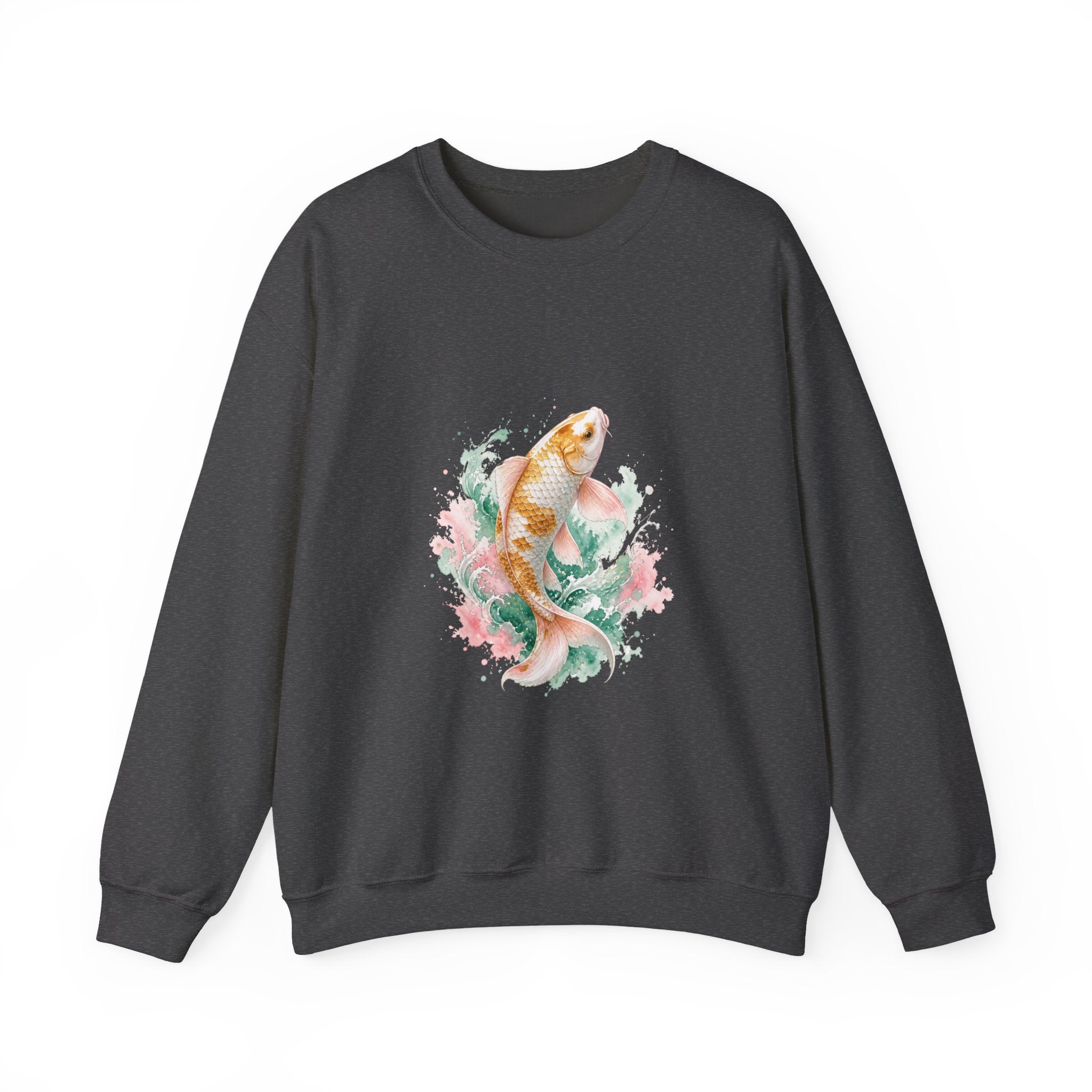 Matching Couple Sweatshirt - Koi Fish Yin Yang Matching Couple Premium Fleece Sweatshirt Watercolor Art His Hers Birthday Gift - Design A