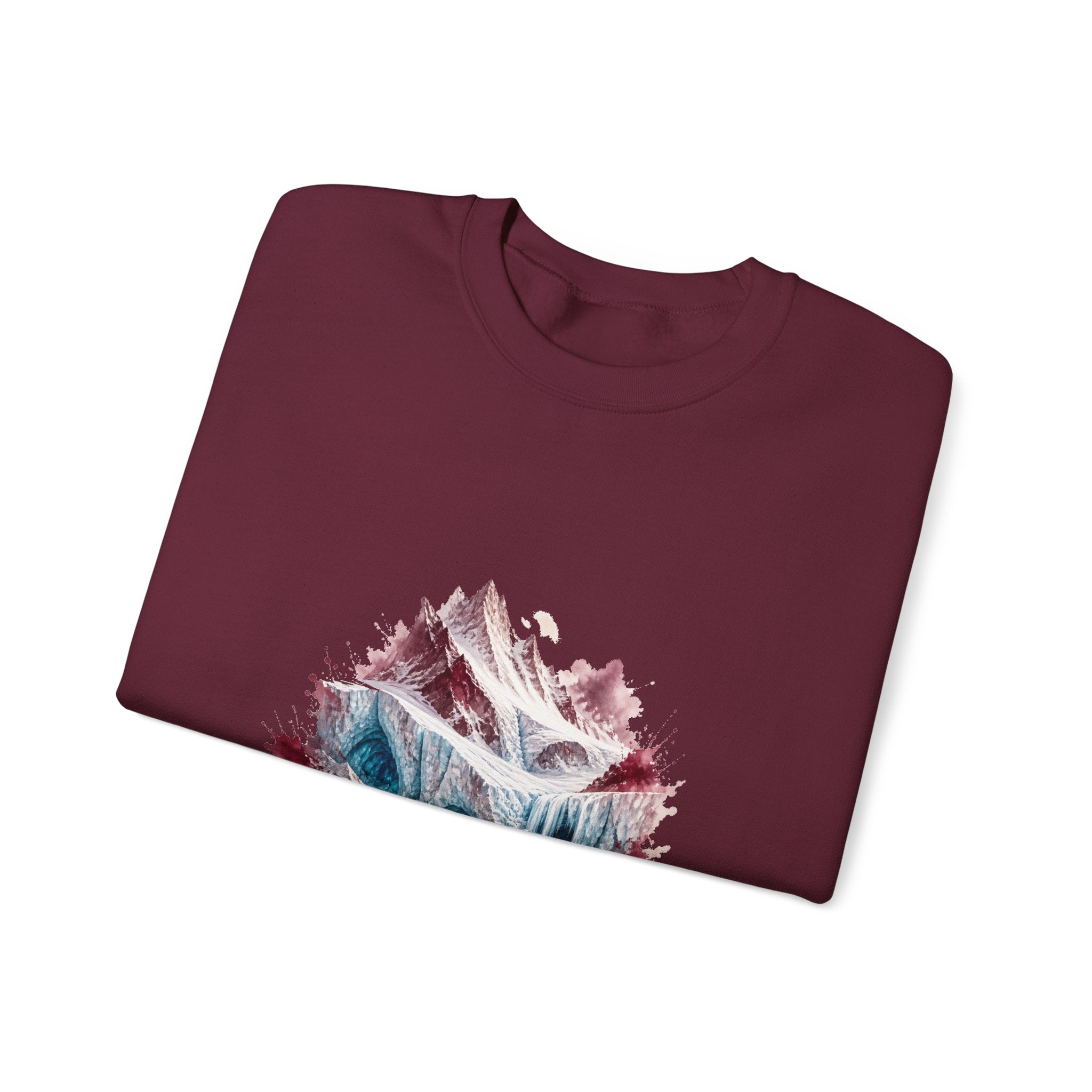 Matching Couple Sweatshirt - Volcano & Glacier Matching Couple Comfort Colors Crew Watercolor Art His Hers Birthday Gift - Design B