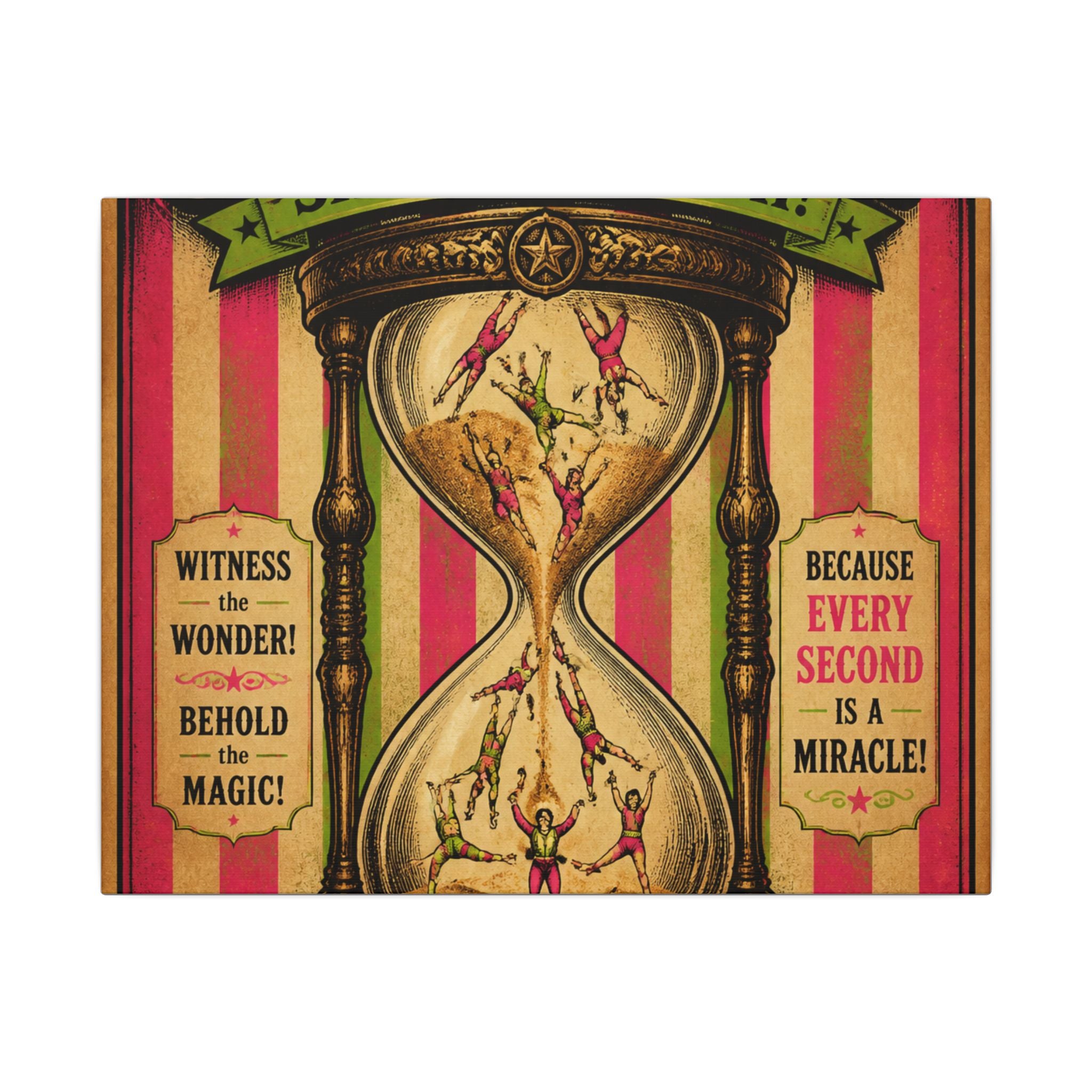 Hourglass Acrobats Wall Art Canvas 24×36 Vintage Circus Bedroom Decor Maximalist Print