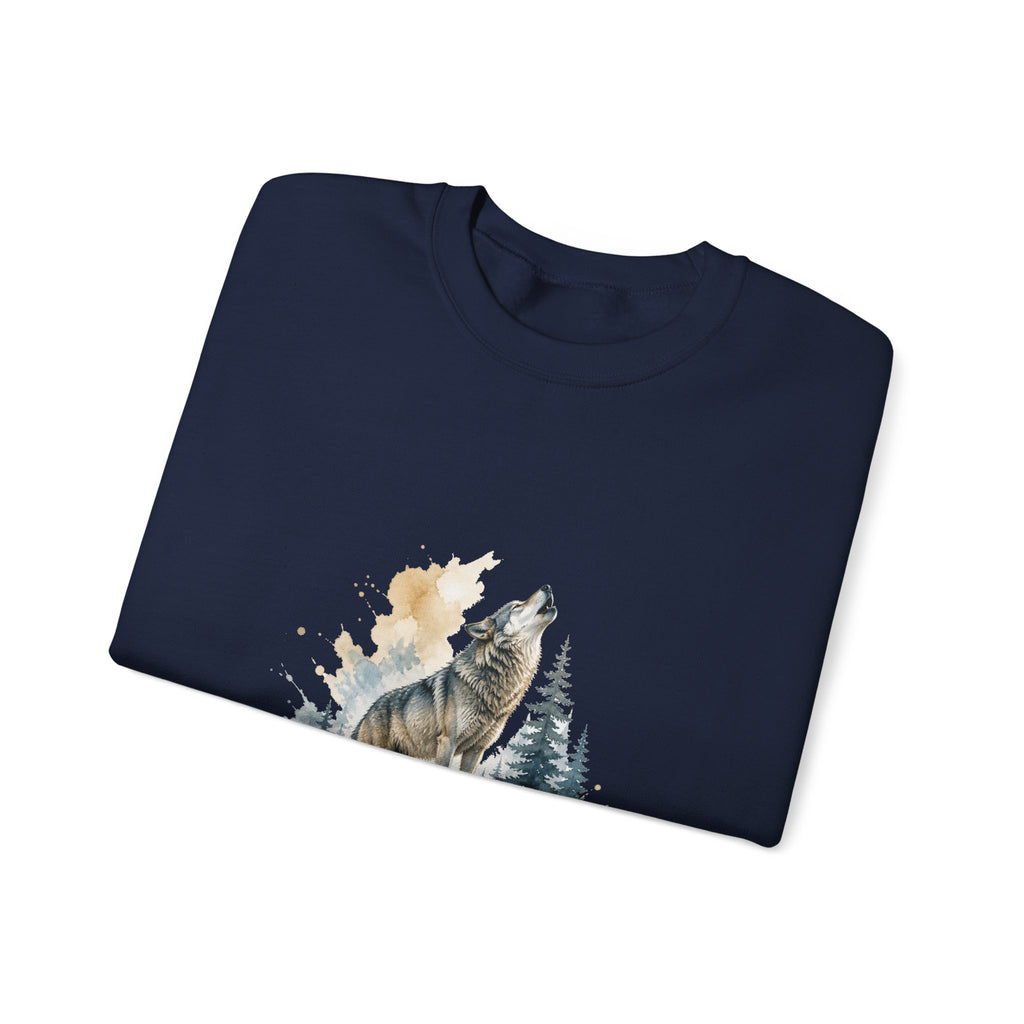 Matching Couple Sweatshirt - Wolf & Dove Matching Couple Premium Fleece Sweatshirt Watercolor Art His Hers Birthday Gift - Design A