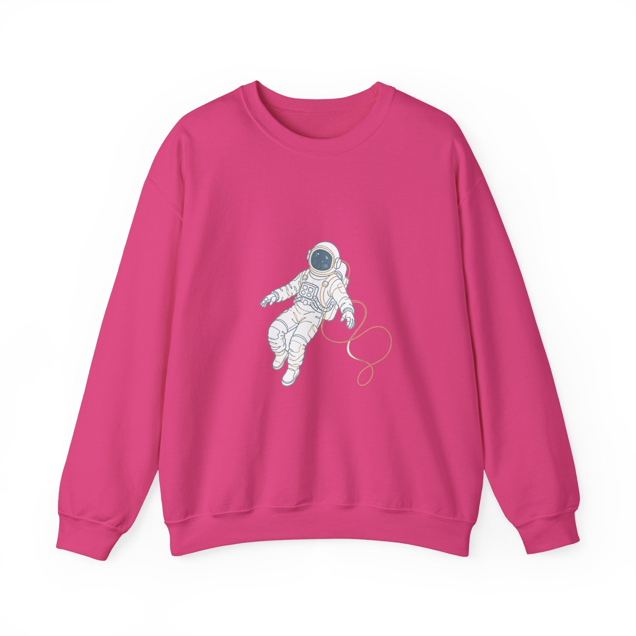 Matching Couple Sweatshirt - Astronaut & Planet Matching Couple Crewneck Sweatshirt Minimalist Art His Hers Valentine Gift - Design A