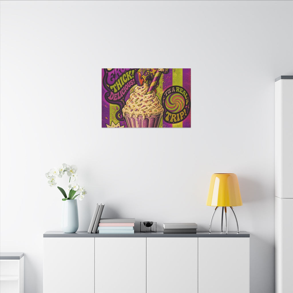 Milkshake Slide Clown Wall Art Canvas 16×20 Psychedelic Cafe Decor Maximalist Print