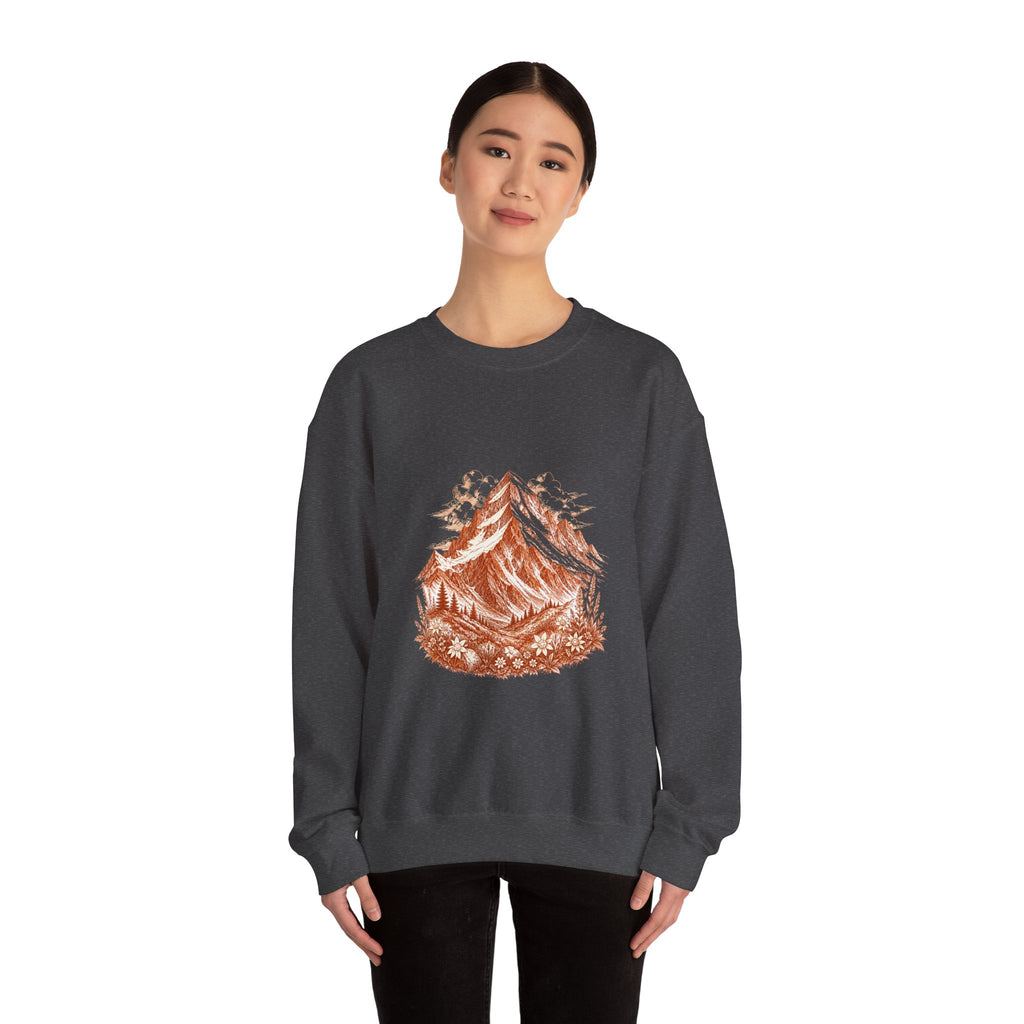 Matching Couple Sweatshirt - Mountain & Ocean Matching Couple Premium Fleece Sweatshirt Hand-Drawn Art His Hers Anniversary Gift - Design A