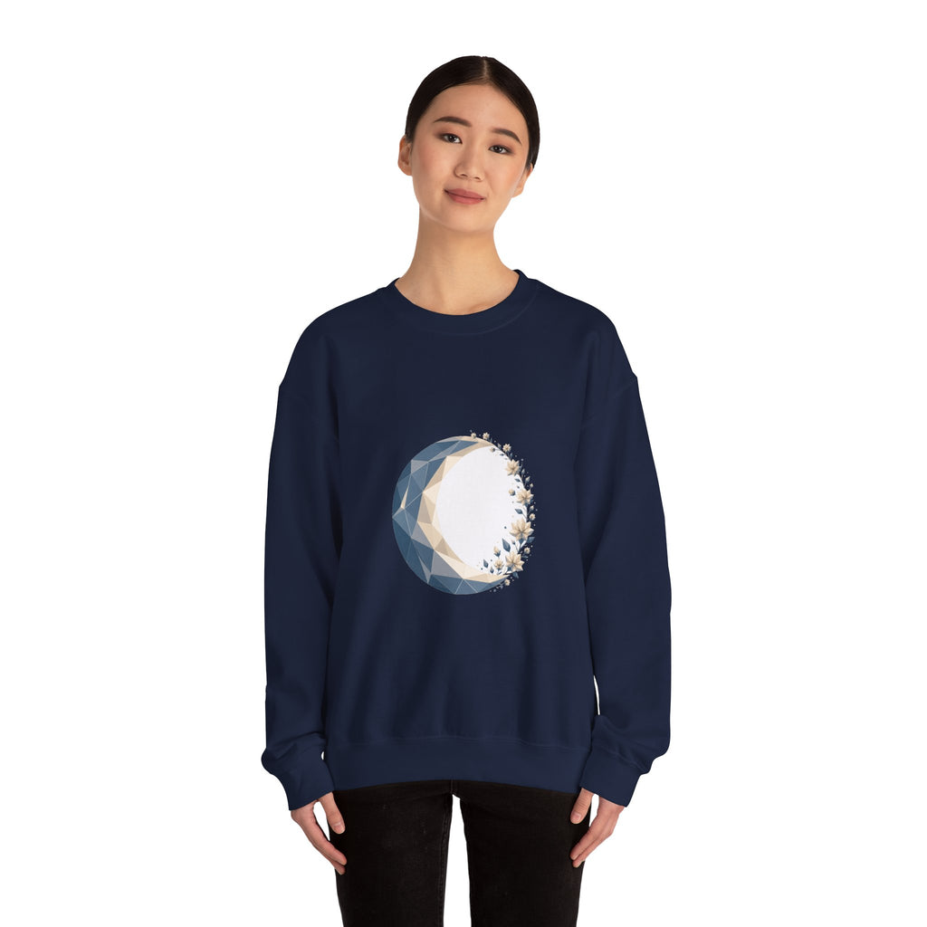 Matching Couple Sweatshirt - Waxing & Waning Moon Matching Couple Comfort Colors Crew Geometric Art His Hers Love Gift - Design A