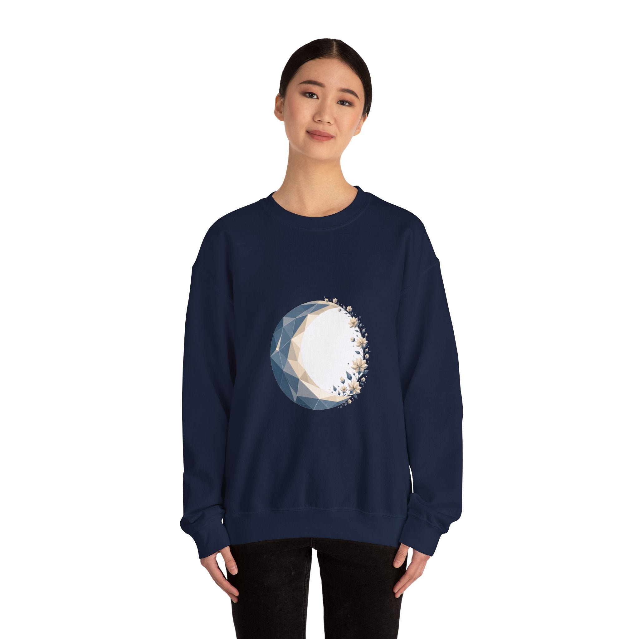 Matching Couple Sweatshirt - Waxing & Waning Moon Matching Couple Comfort Colors Crew Geometric Art His Hers Love Gift - Design A