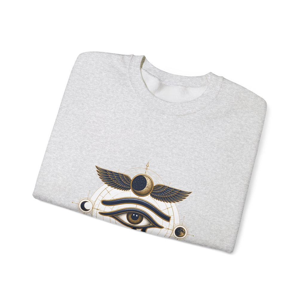 Matching Couple Sweatshirt - Eye of Ra & Horus Matching Couple Crewneck Sweatshirt Vintage Art His Hers Wedding Gift - Design B