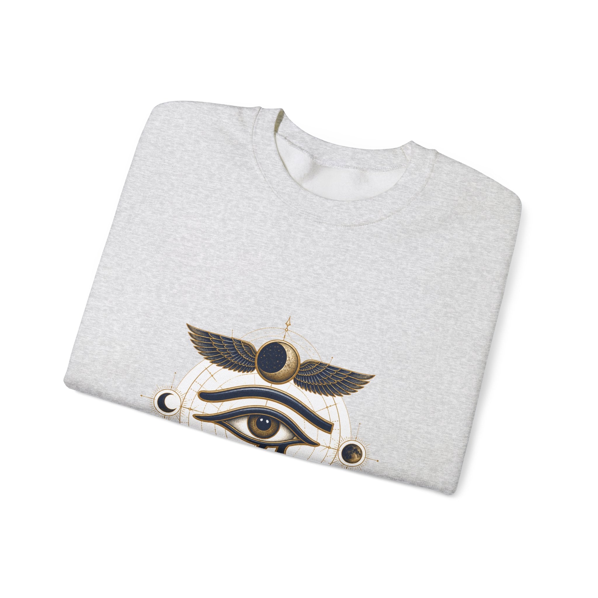 Matching Couple Sweatshirt - Eye of Ra & Horus Matching Couple Crewneck Sweatshirt Vintage Art His Hers Wedding Gift - Design B