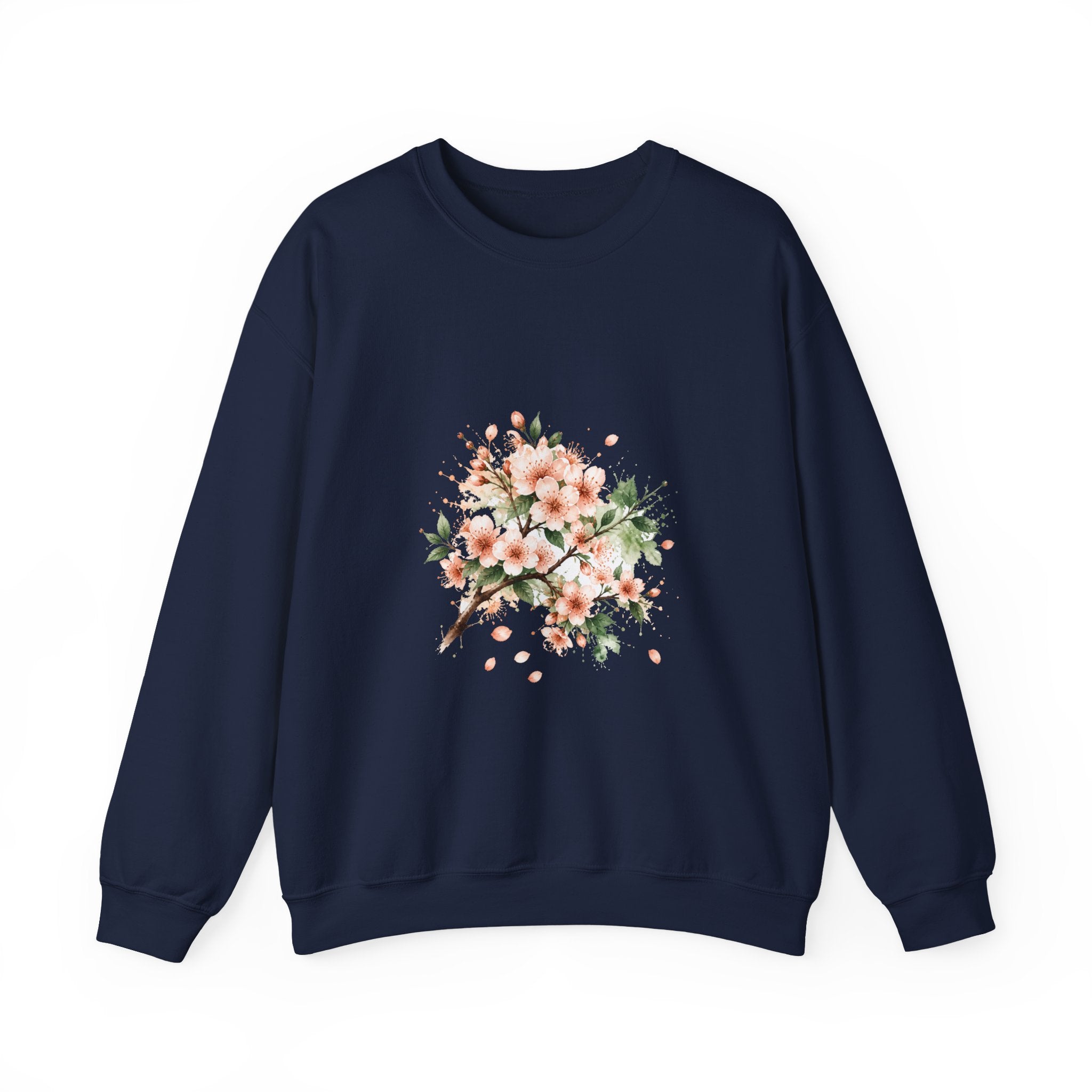 Matching Couple Sweatshirt - Cherry Blossom & Maple Leaf Matching Couple Comfort Colors Crew Watercolor Art His Hers Birthday Gift - Design A