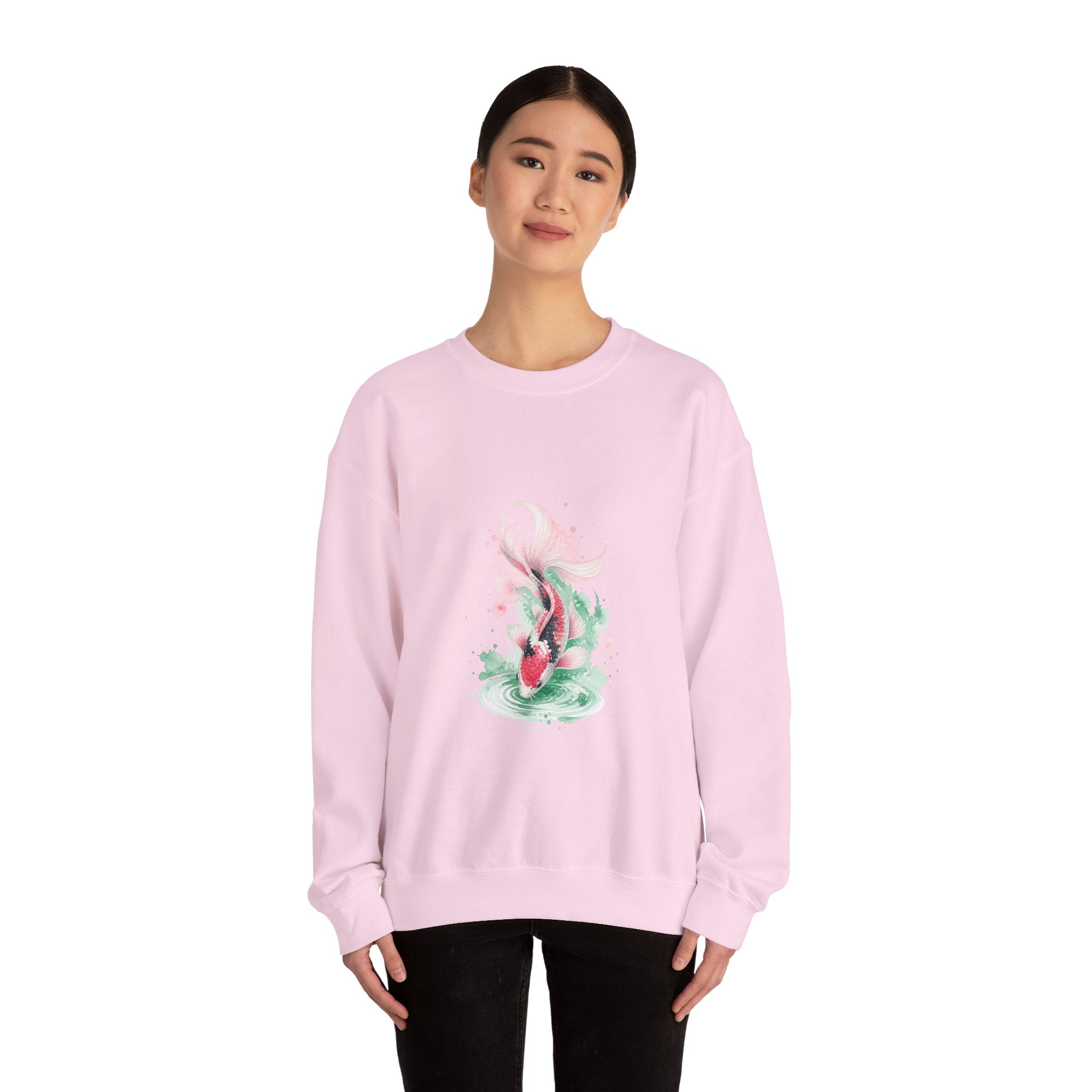 Matching Couple Sweatshirt - Koi Fish Yin Yang Matching Couple Premium Fleece Sweatshirt Watercolor Art His Hers Birthday Gift - Design B