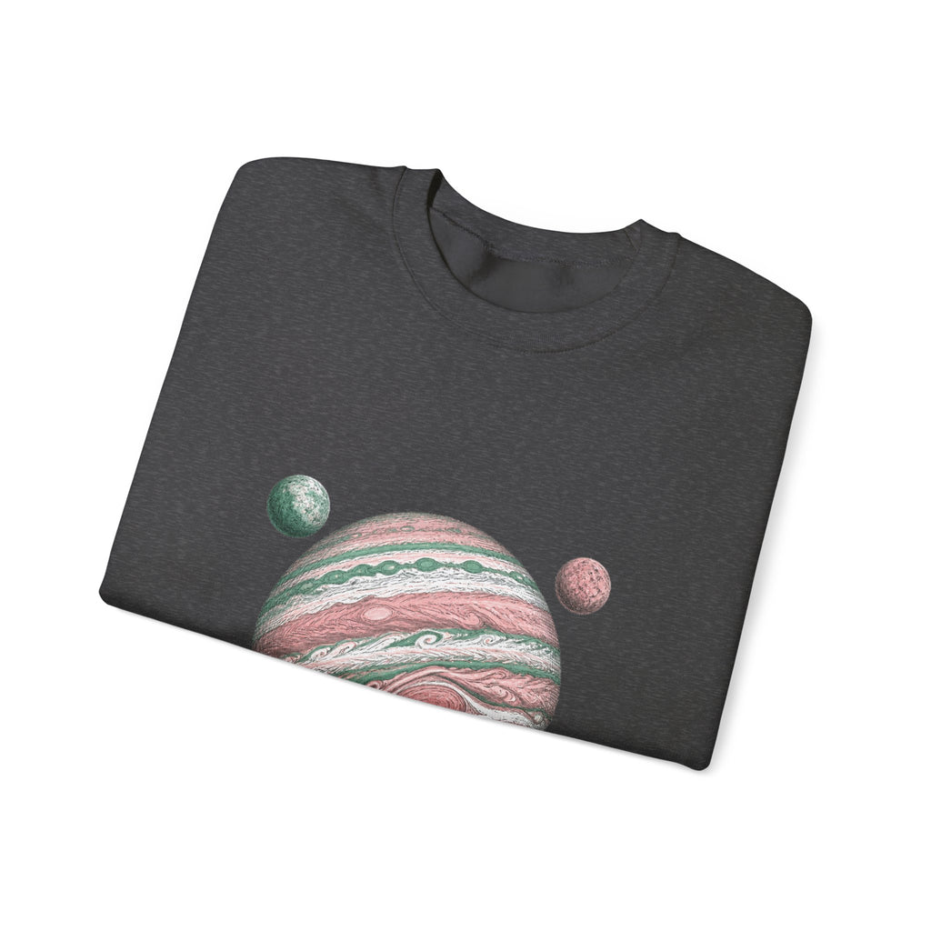 Matching Couple Sweatshirt - Saturn & Jupiter Matching Couple Premium Fleece Sweatshirt Hand-Drawn Art His Hers Anniversary Gift - Design B