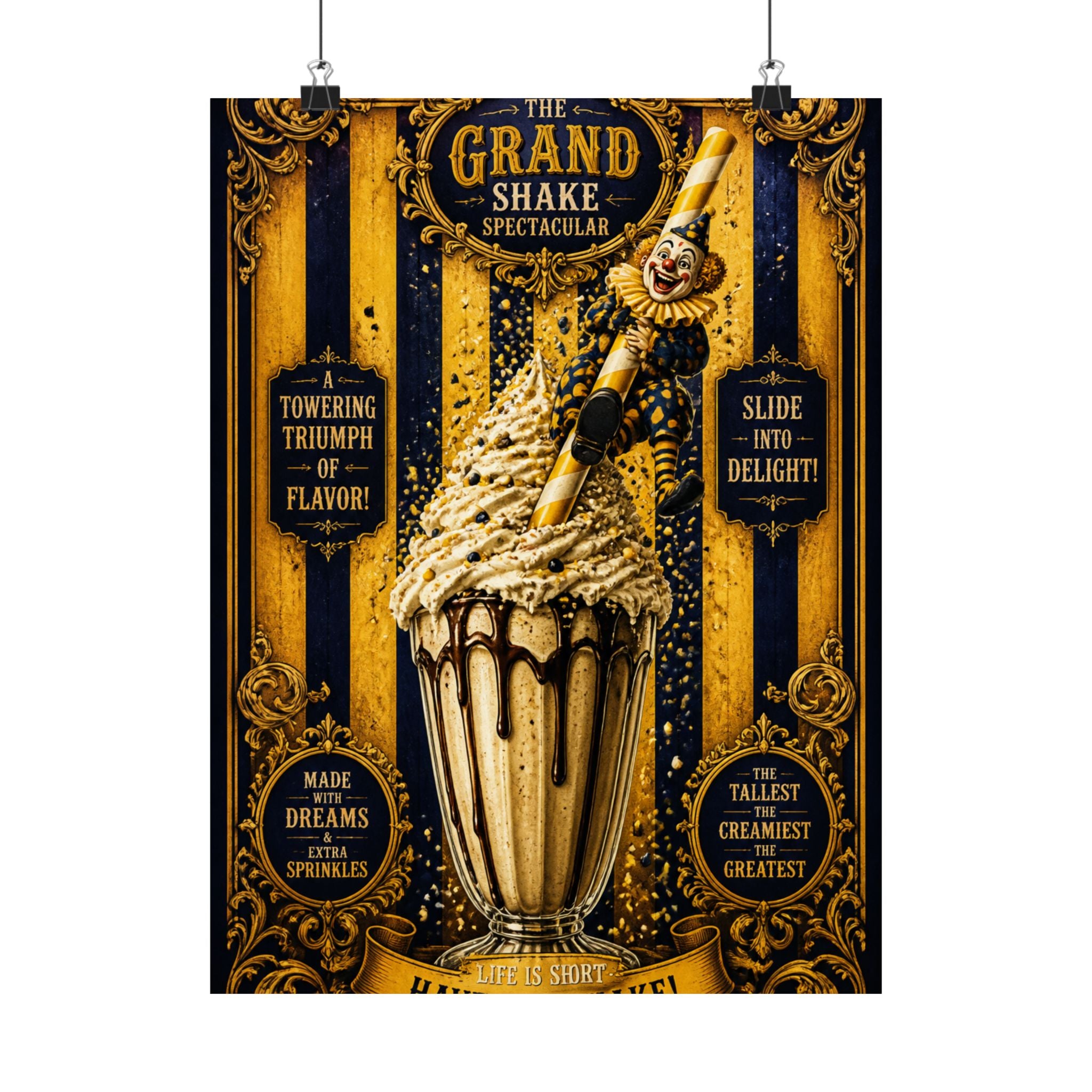 Milkshake Slide Clown Wall Art Poster 24×36 Baroque Studio Decor Maximalist Print