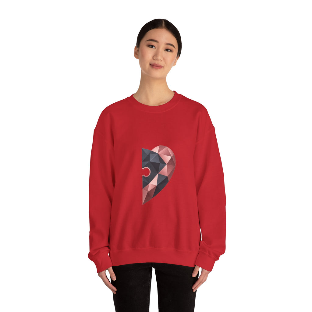 Matching Couple Sweatshirt - Puzzle Pieces Matching Couple Comfort Colors Crew Geometric Art His Hers Love Gift - Design B