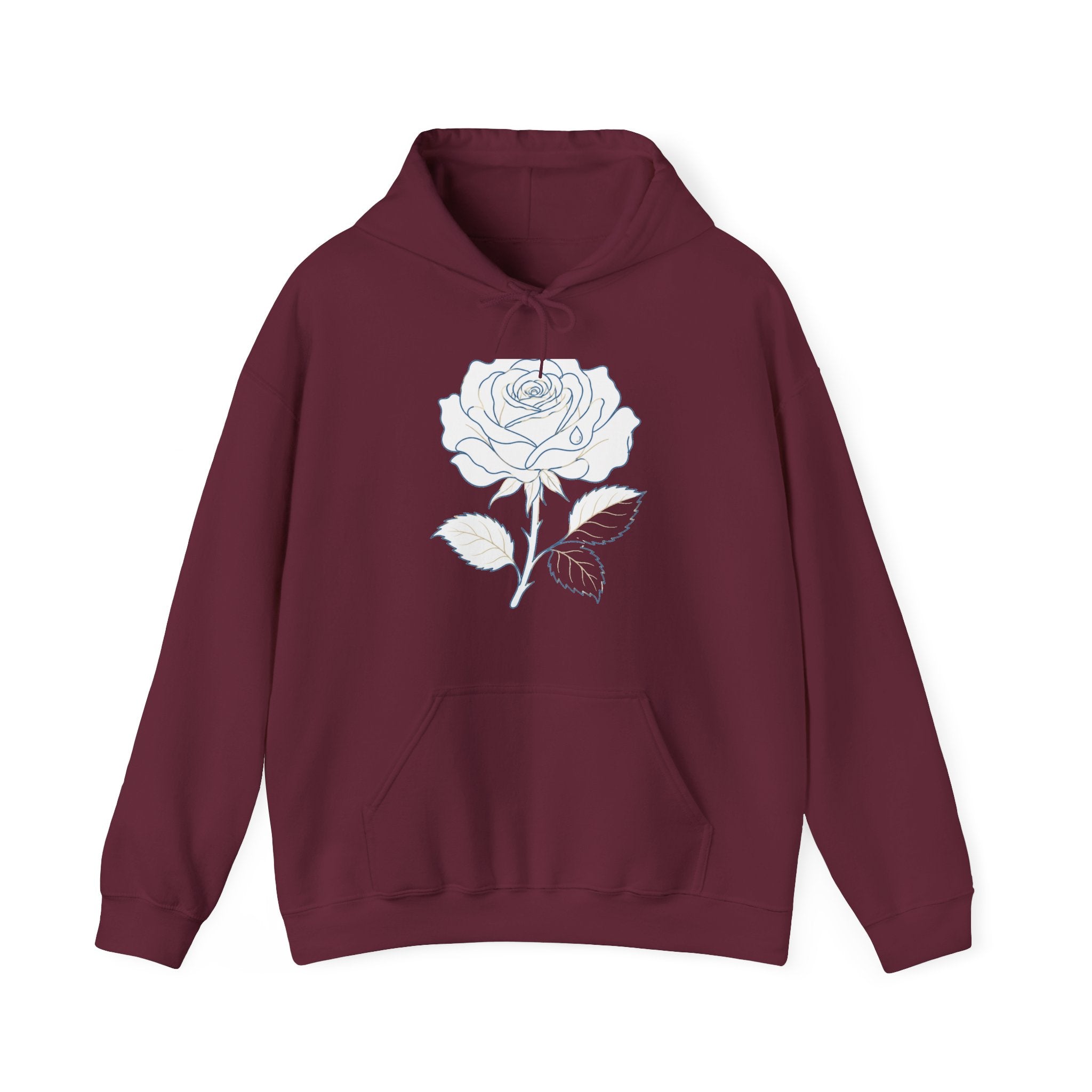 Matching Couple Sweatshirt - Rose & Thorn Matching Couple Hooded Sweatshirt Minimalist Art His Hers Valentine Gift - Design A