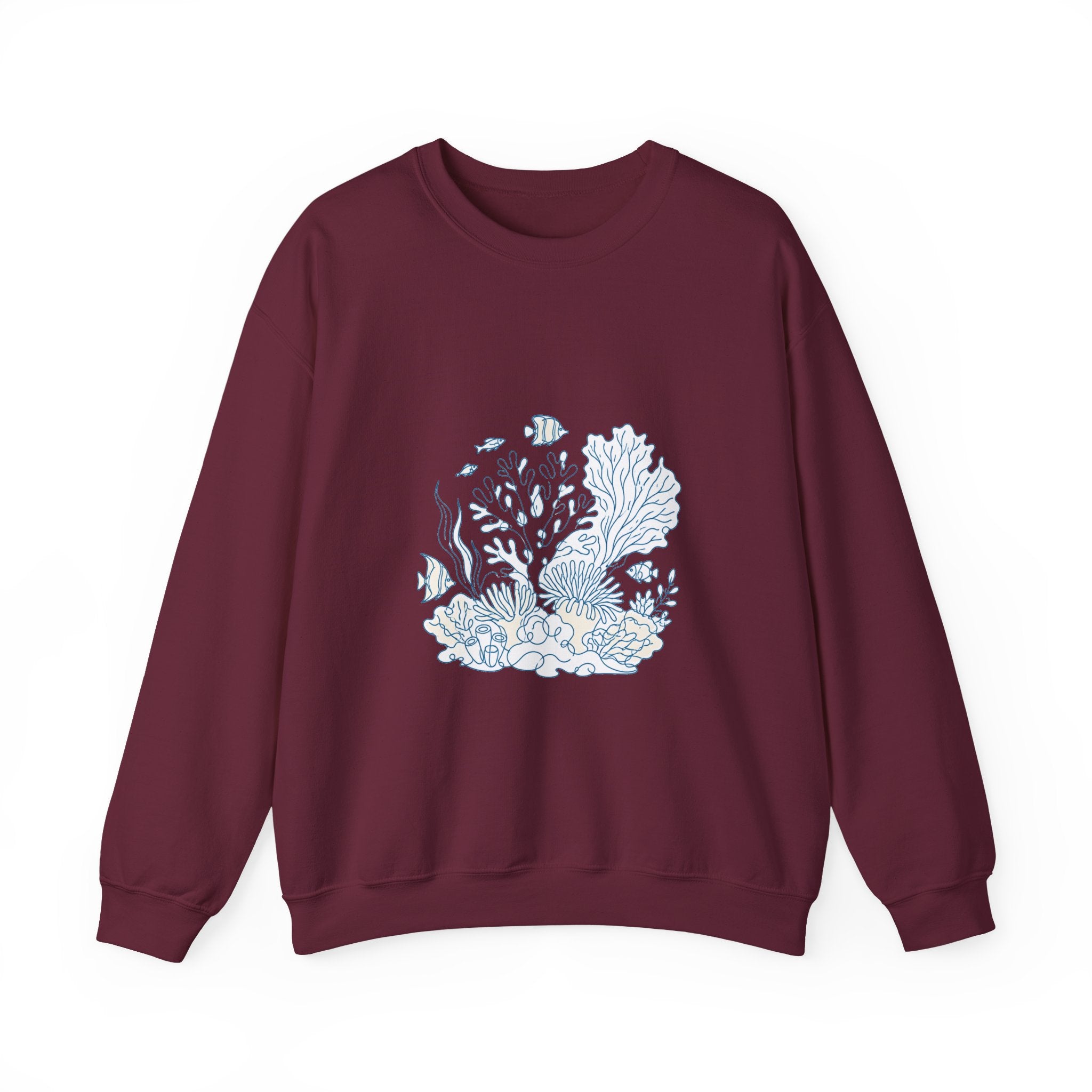 Matching Couple Sweatshirt - Coral Reef & Deep Sea Matching Couple Comfort Colors Crew Minimalist Art His Hers Christmas Gift - Design A