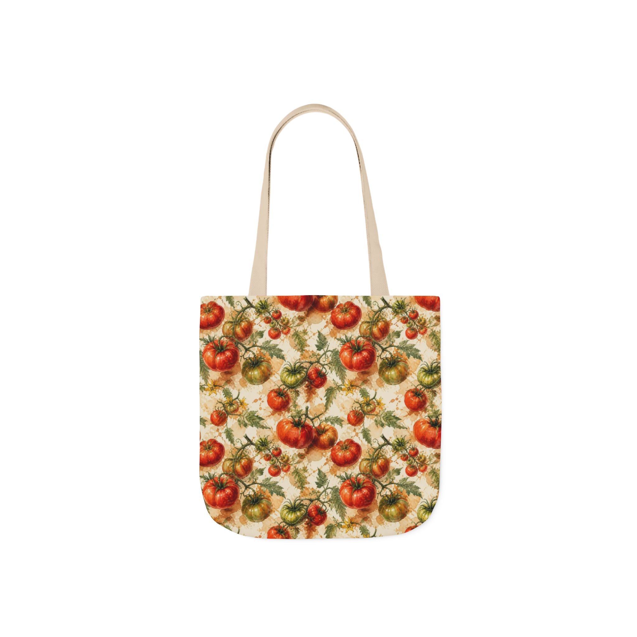 Heritage Tomatoes Canvas Tote Bag Mediterranean Kitchen Watercolor Splash Design Italian Cottagecore Gift