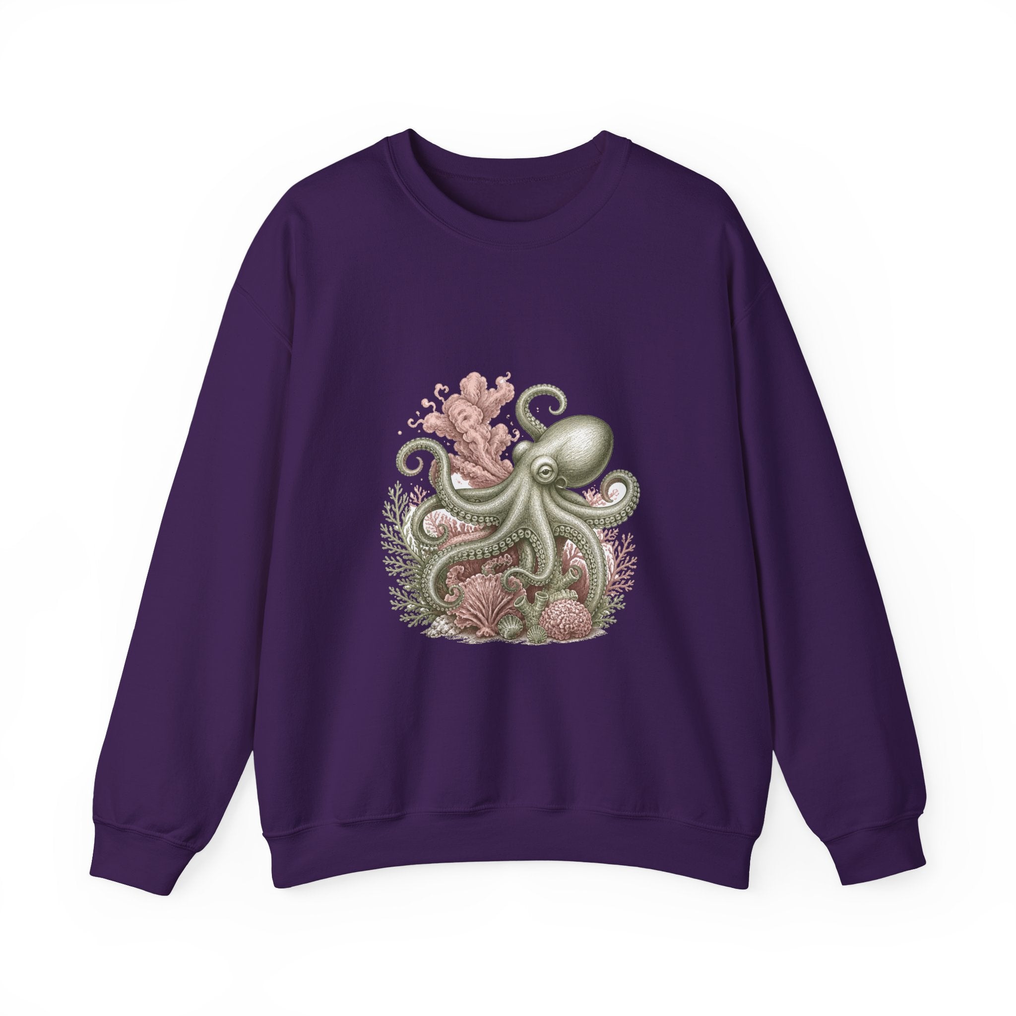 Matching Couple Sweatshirt - Octopus & Jellyfish Matching Couple Premium Fleece Sweatshirt Vintage Art His Hers Honeymoon Gift - Design A